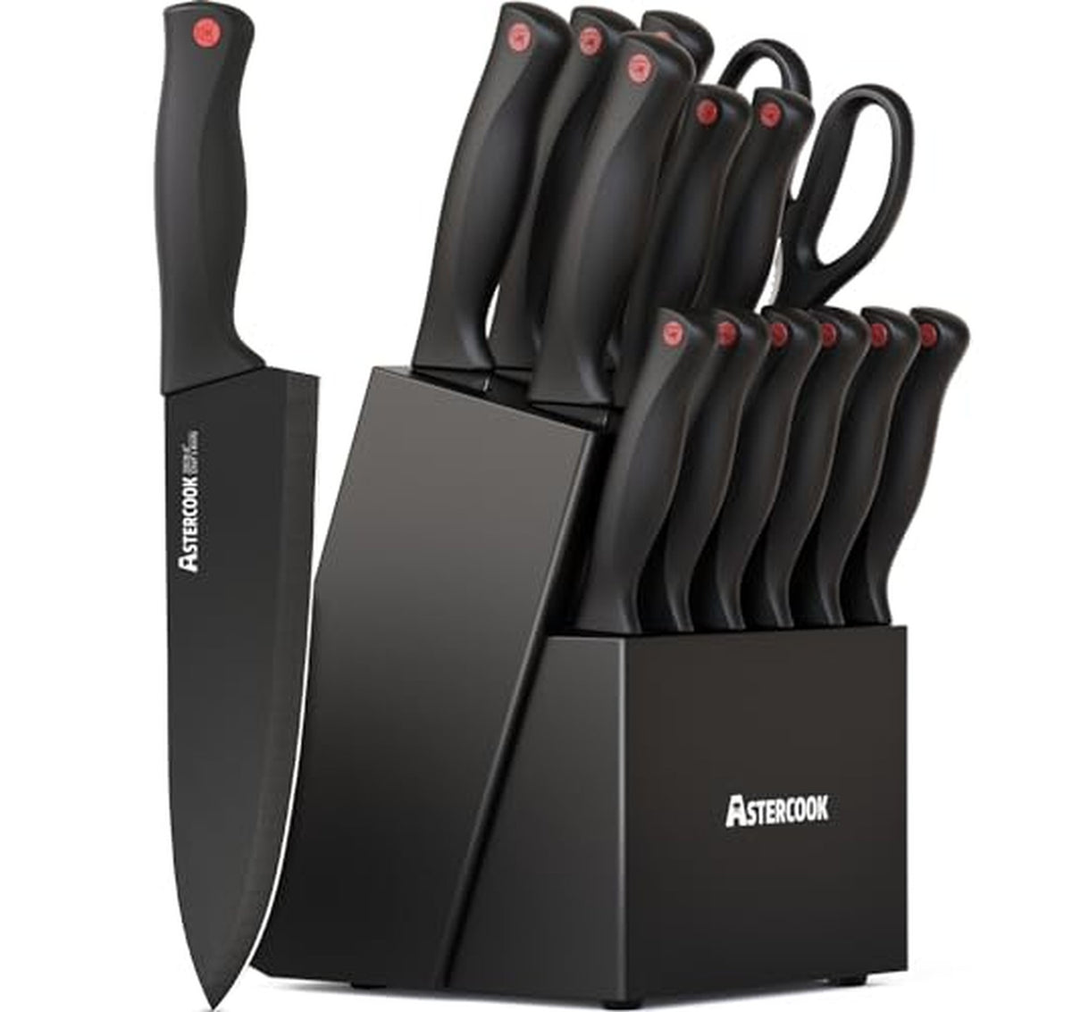 15 Piece Kitchen Knife Block Set with Sharpener
