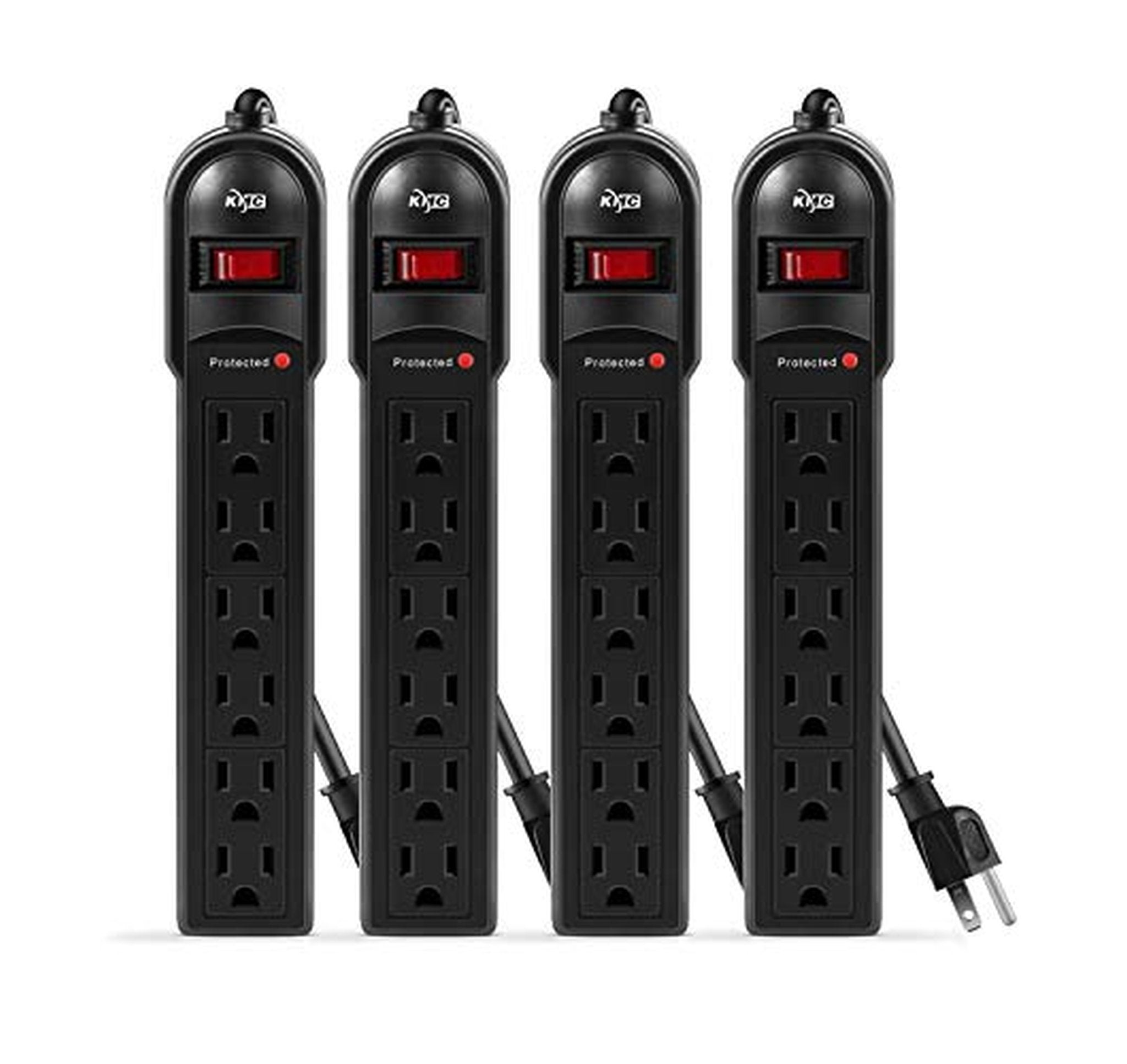 4 Pack 6-Outlet Surge Protector Power Strips