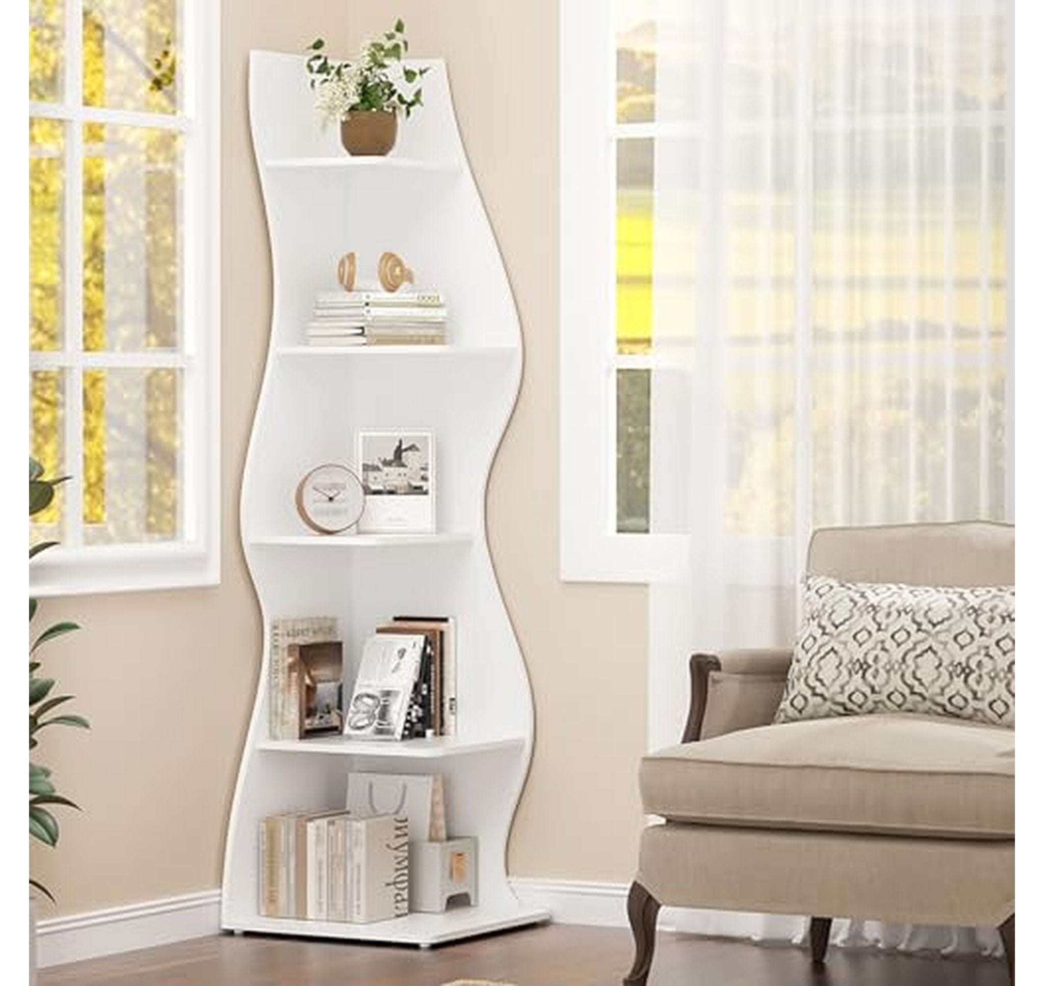 70-Inch 5-Tier Corner Bookshelf Stand