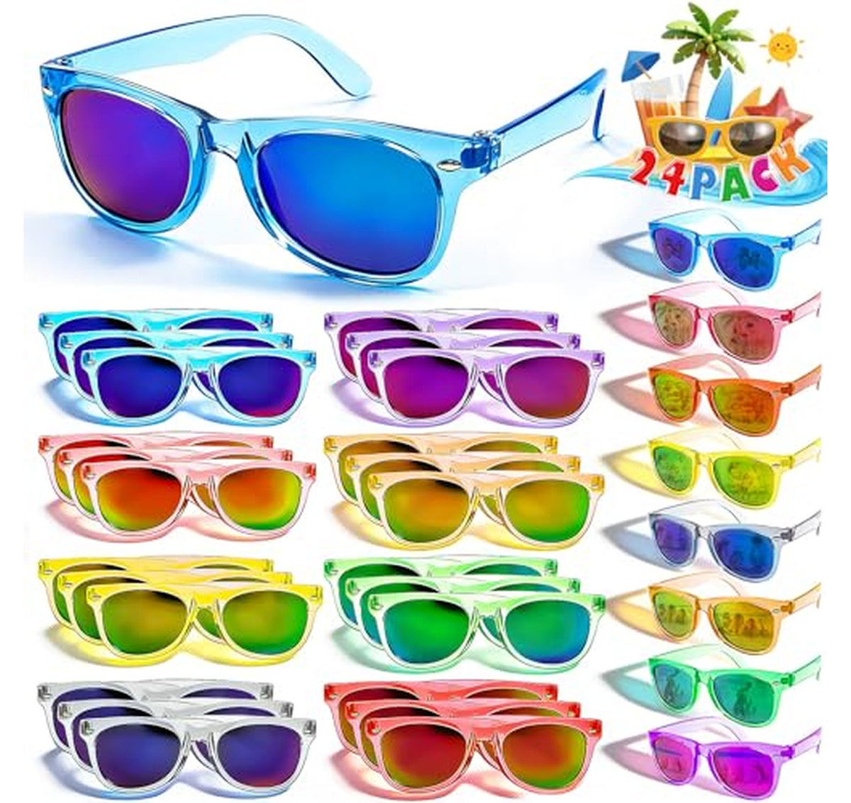 24 Pack Kids UV400 Party Sunglasses Bulk