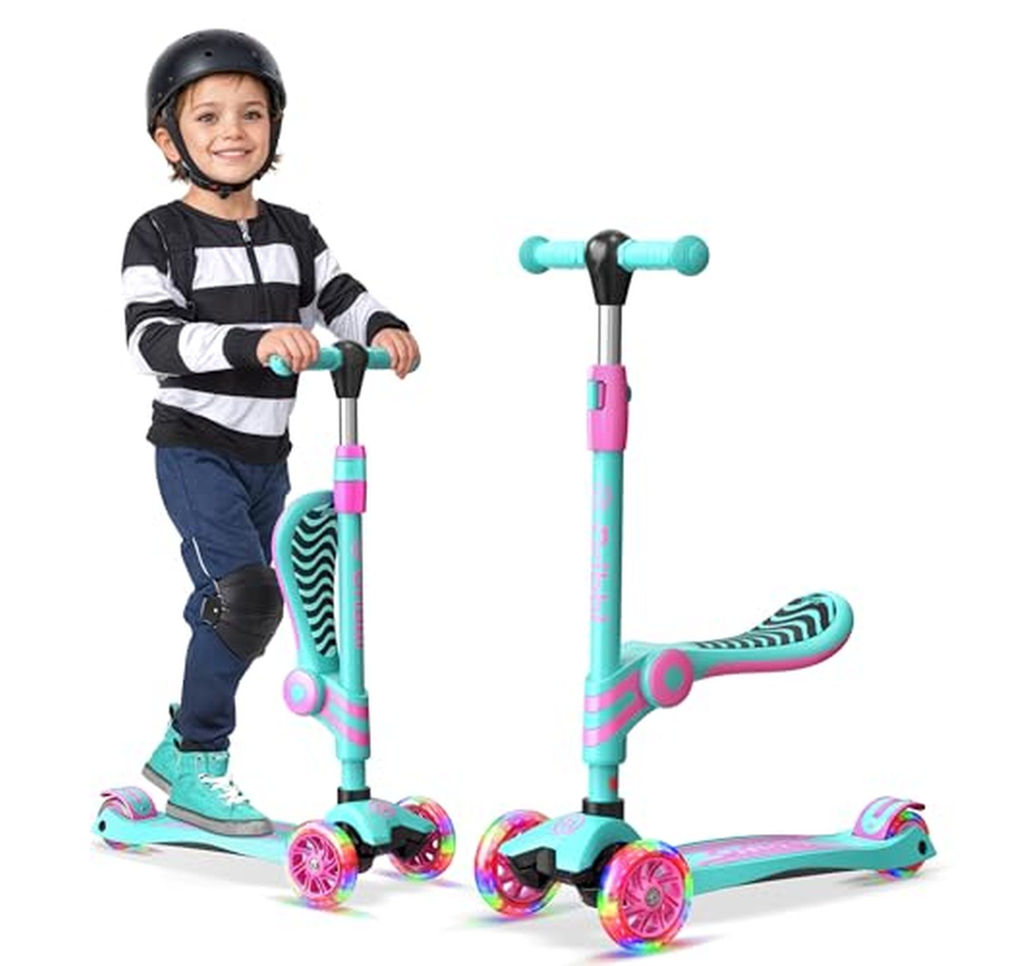 3 Wheel Kids Scooter with Seat and Light-Up Wheels