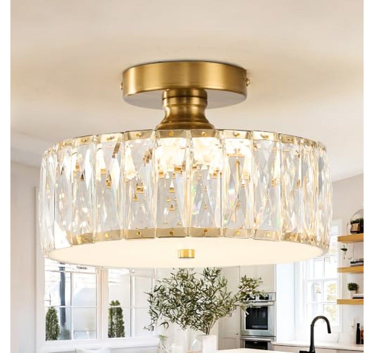 Dimmable LED Semi Flush Mount Ceiling Light 24W