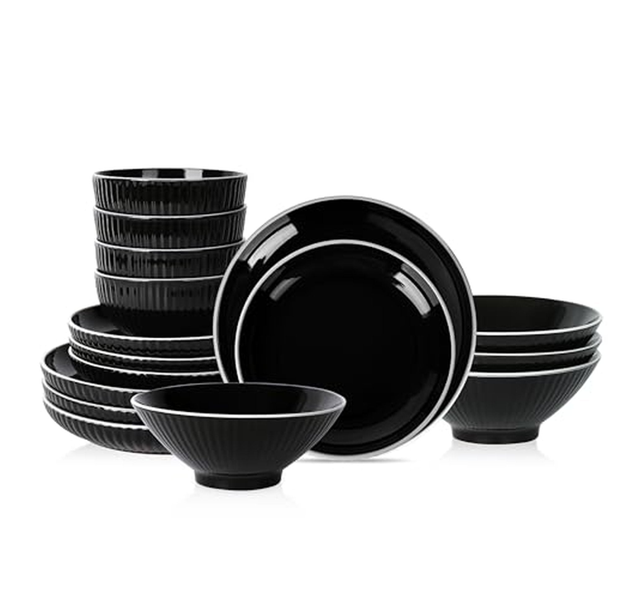 16-Piece Stoneware Dinnerware Set, Plates and Bowls