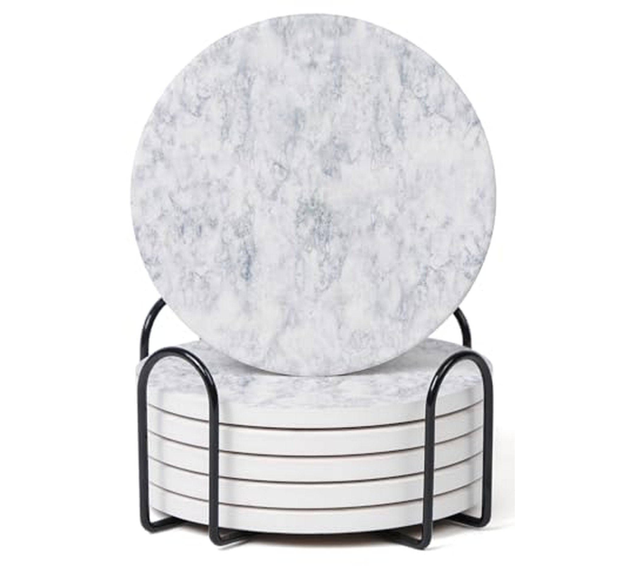 6 Pack Absorbent Marble Coasters with Holder
