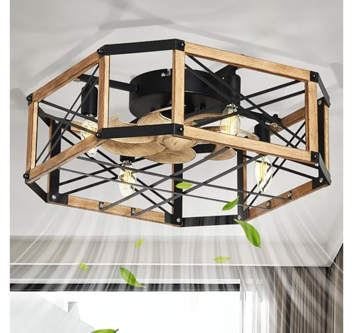 21-Inch Flush Mount Farmhouse Ceiling Fan with Light