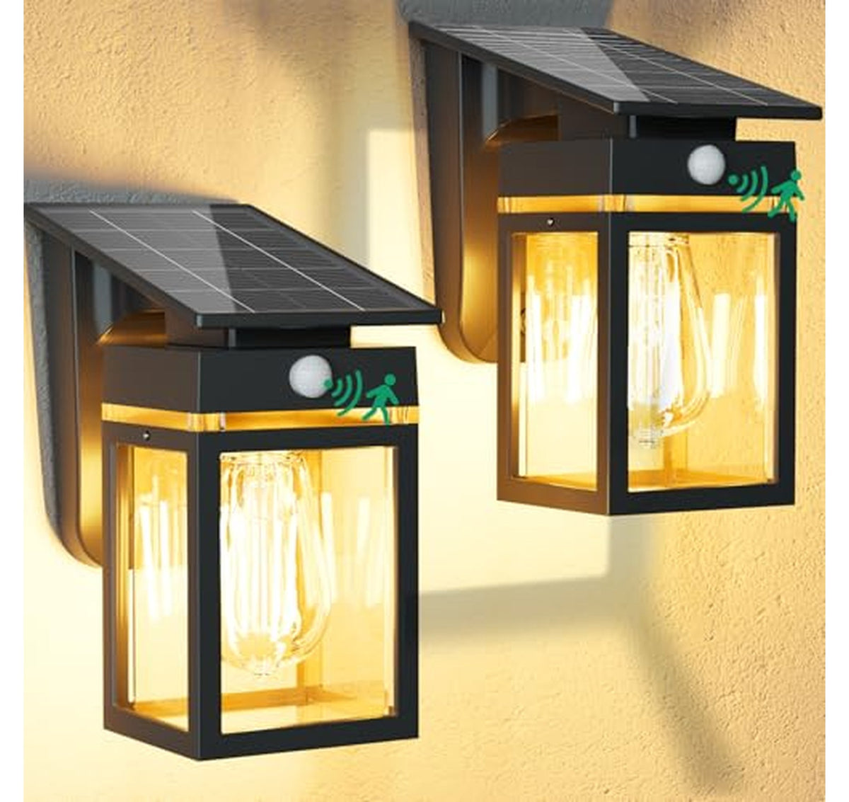 2 Pack Solar Motion Sensor Porch Lights Outdoor