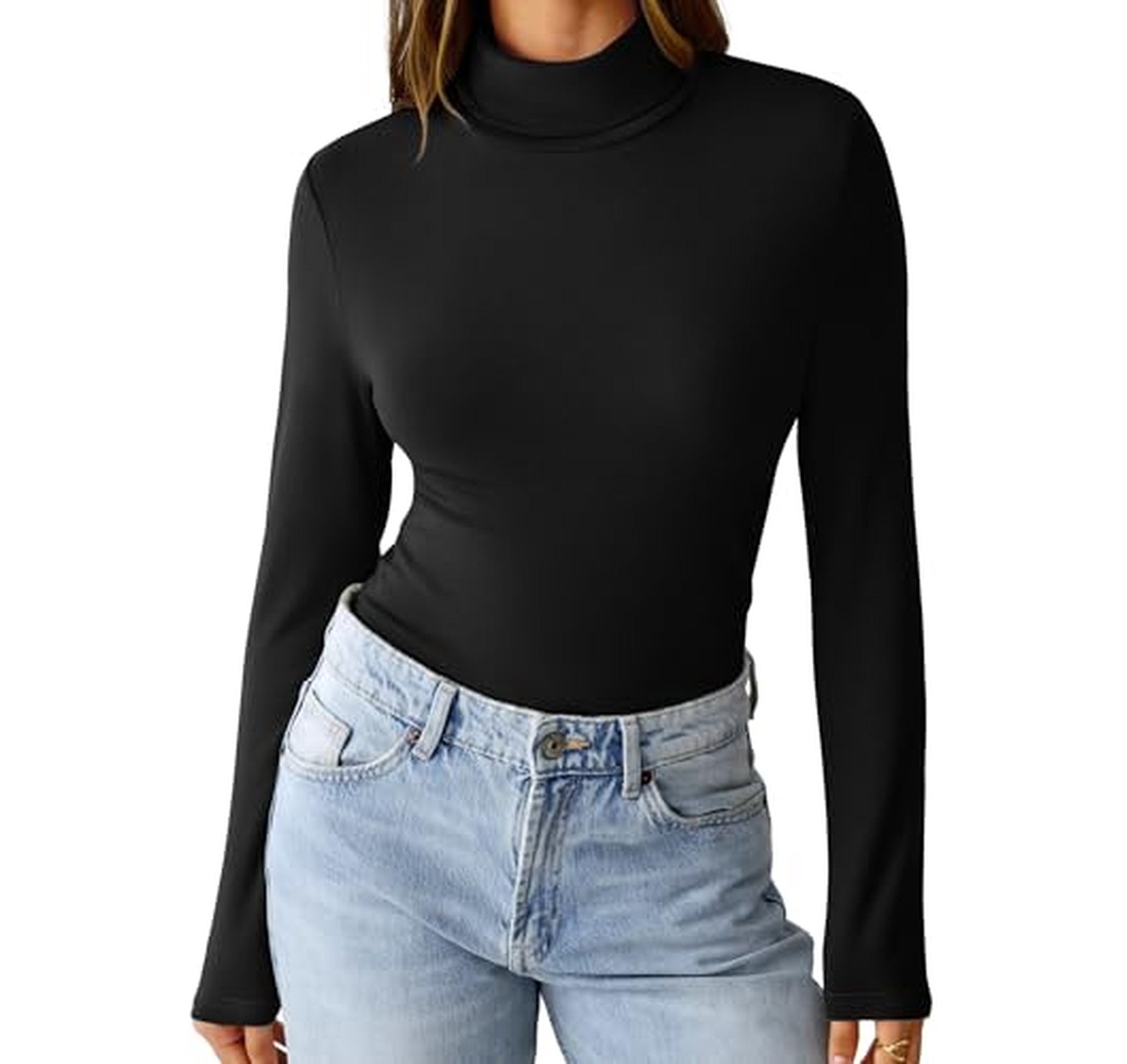 Ribbed Mock Turtleneck Long Sleeve Thermal Top