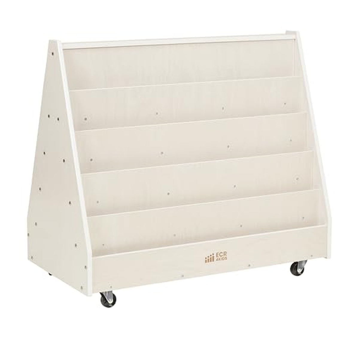 Mobile Double-Sided 10-Shelf Wooden Book Display