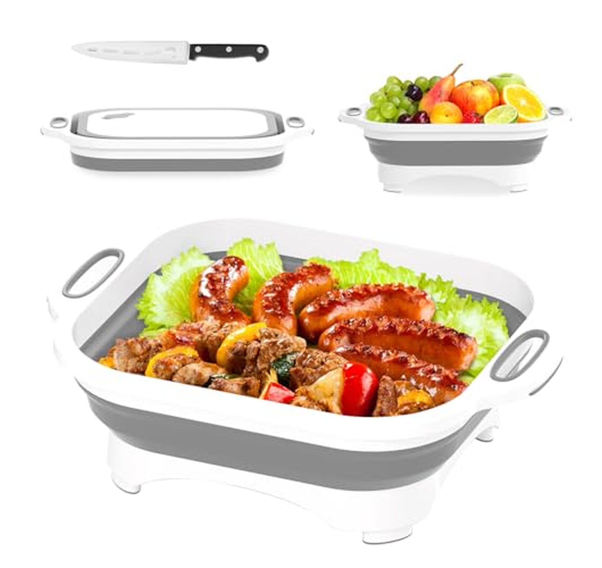 Collapsible Cutting Board and Folding Washing Basket Tub