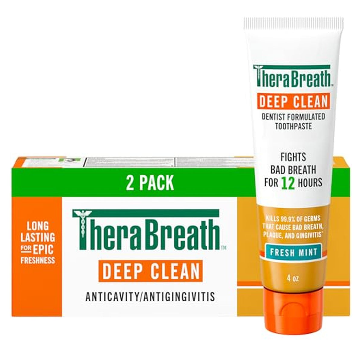 2 Pack TheraBreath Deep Clean Anti-Cavity Toothpaste