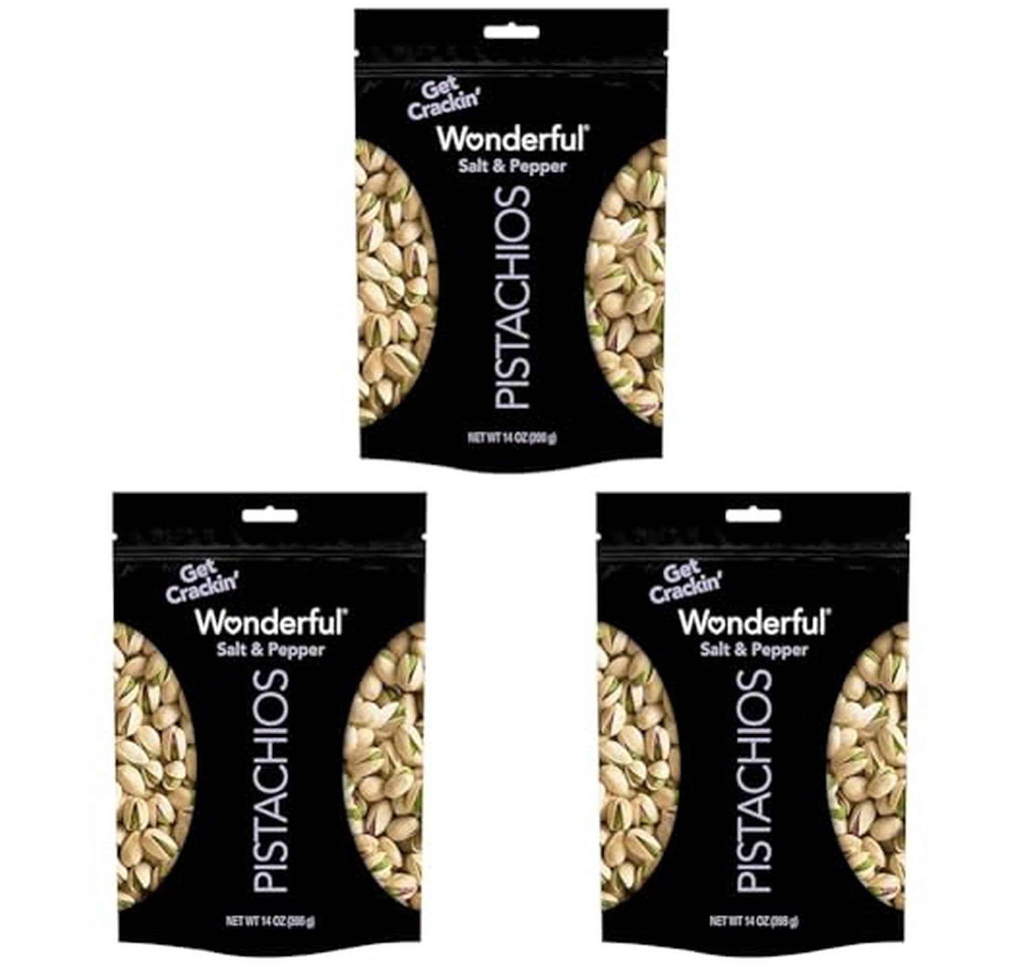 3 Pack Wonderful Pistachios Salt & Pepper In-Shell Nuts