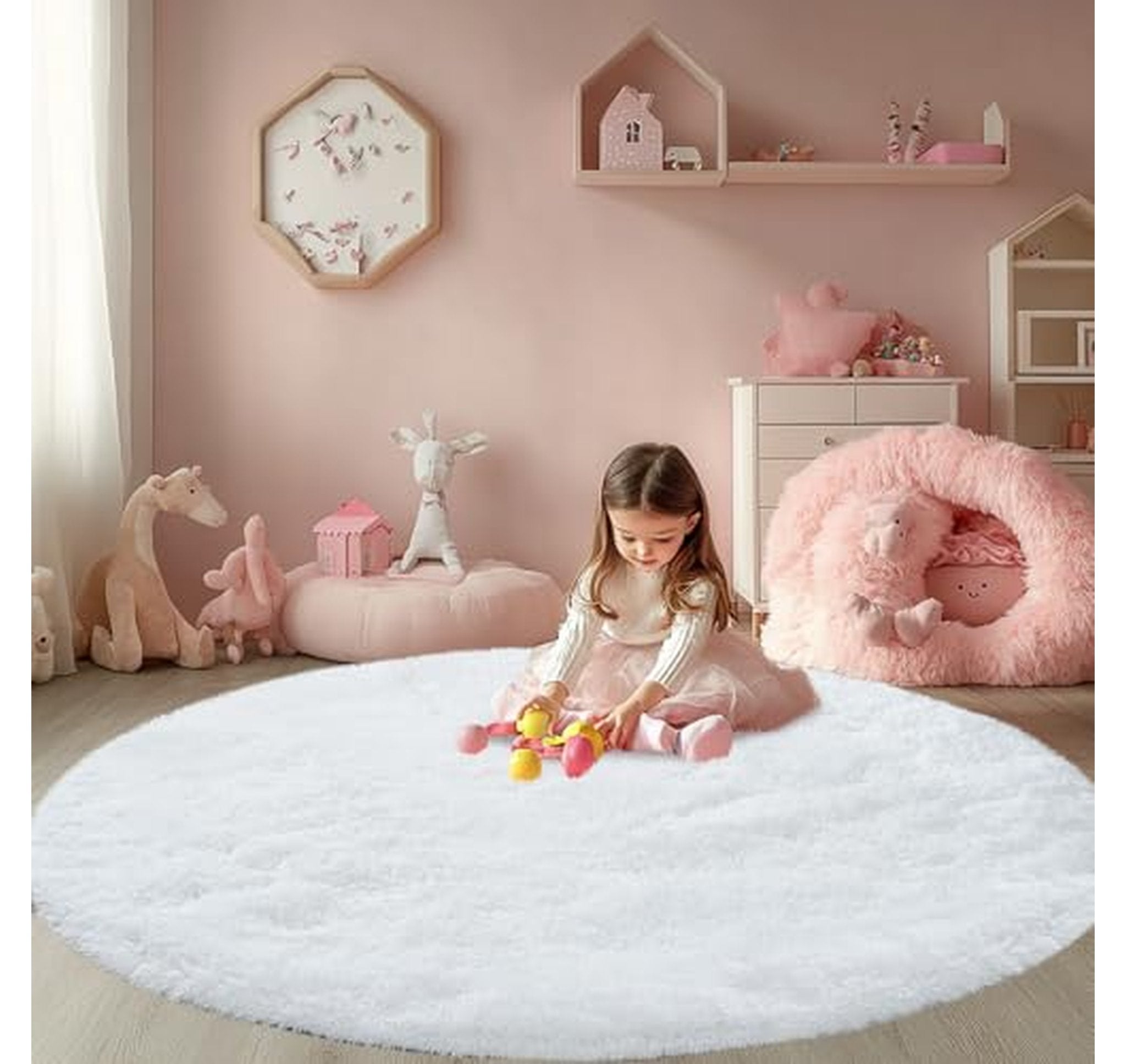 4ft Ultra Soft Round Fluffy Rug
