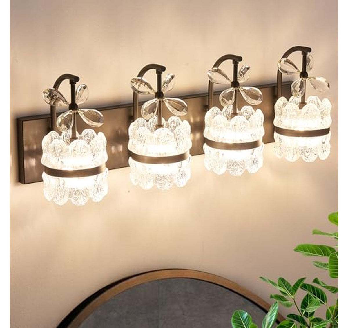 4-Light Bathroom Vanity Light with Acrylic Shades
