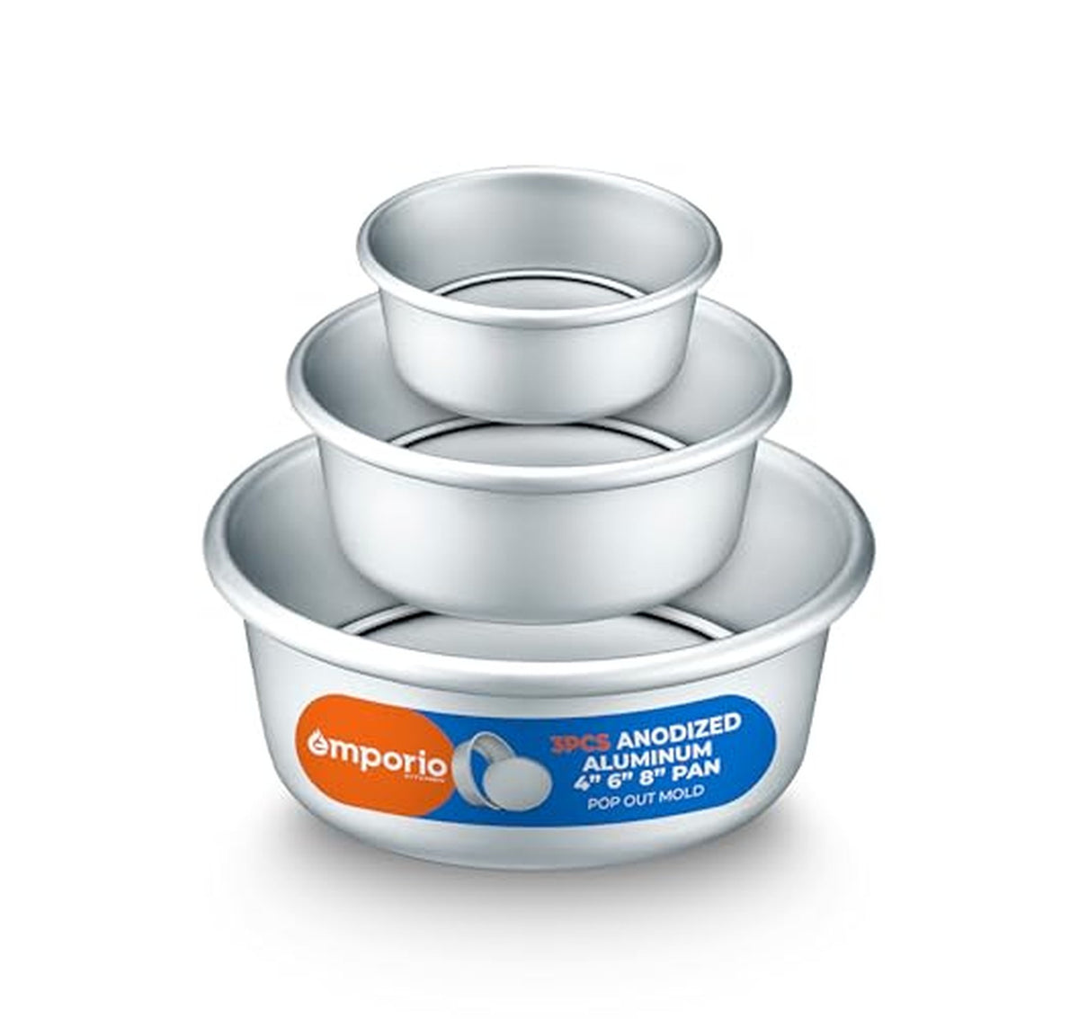 3 Pack Anodized Aluminum Round Cheesecake Pans