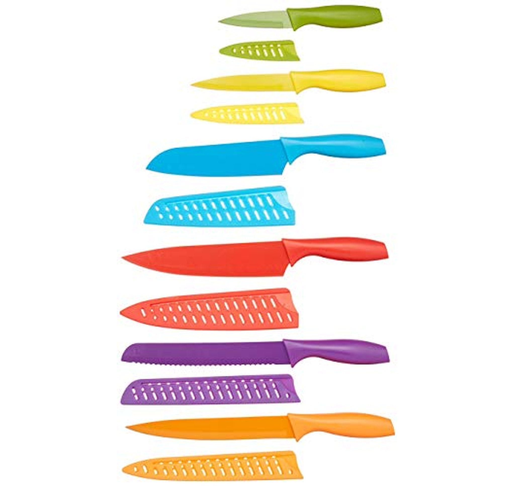 12 Piece Amazon Basics Color Coded Kitchen Knife Set