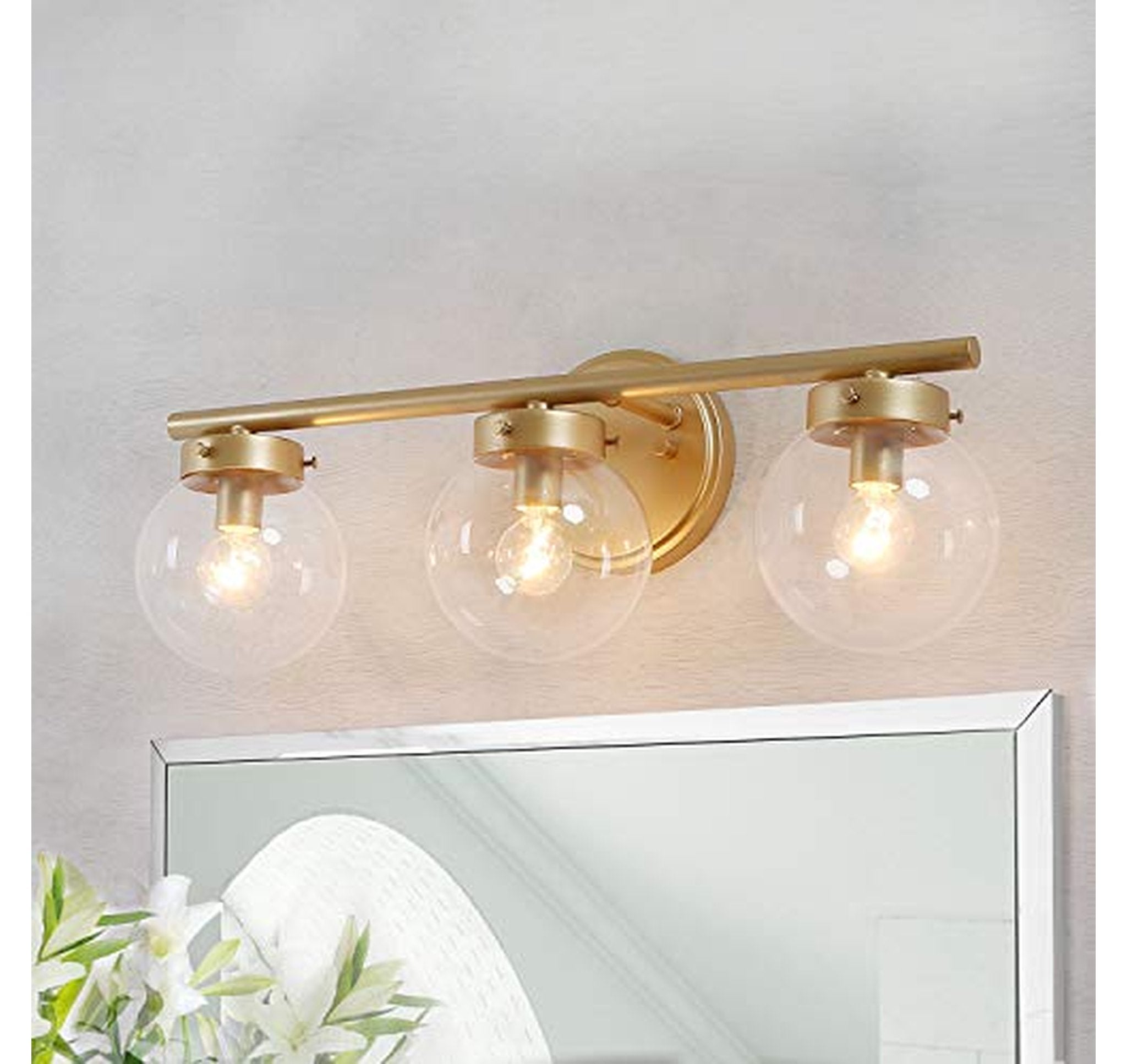 Bathroom Vanity Light Fixture with Clear Globe Glass