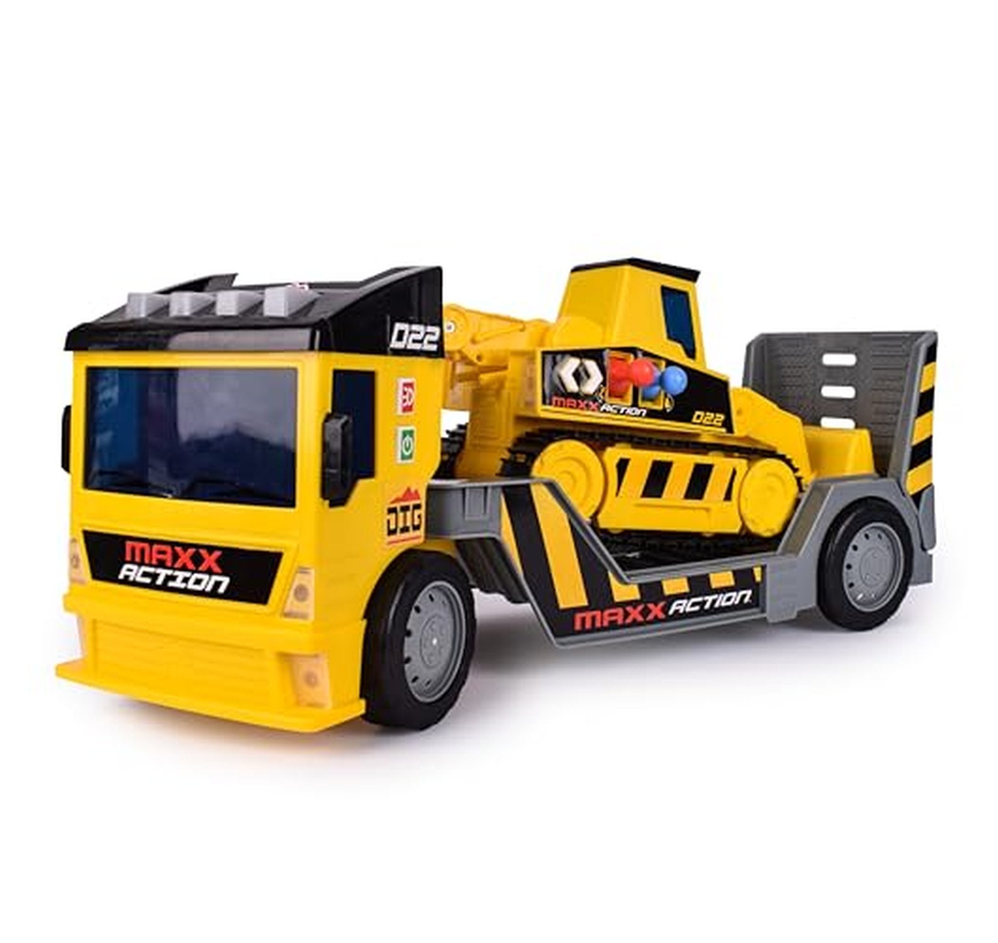 Motorized Construction Truck and Trailer Toy with Lights