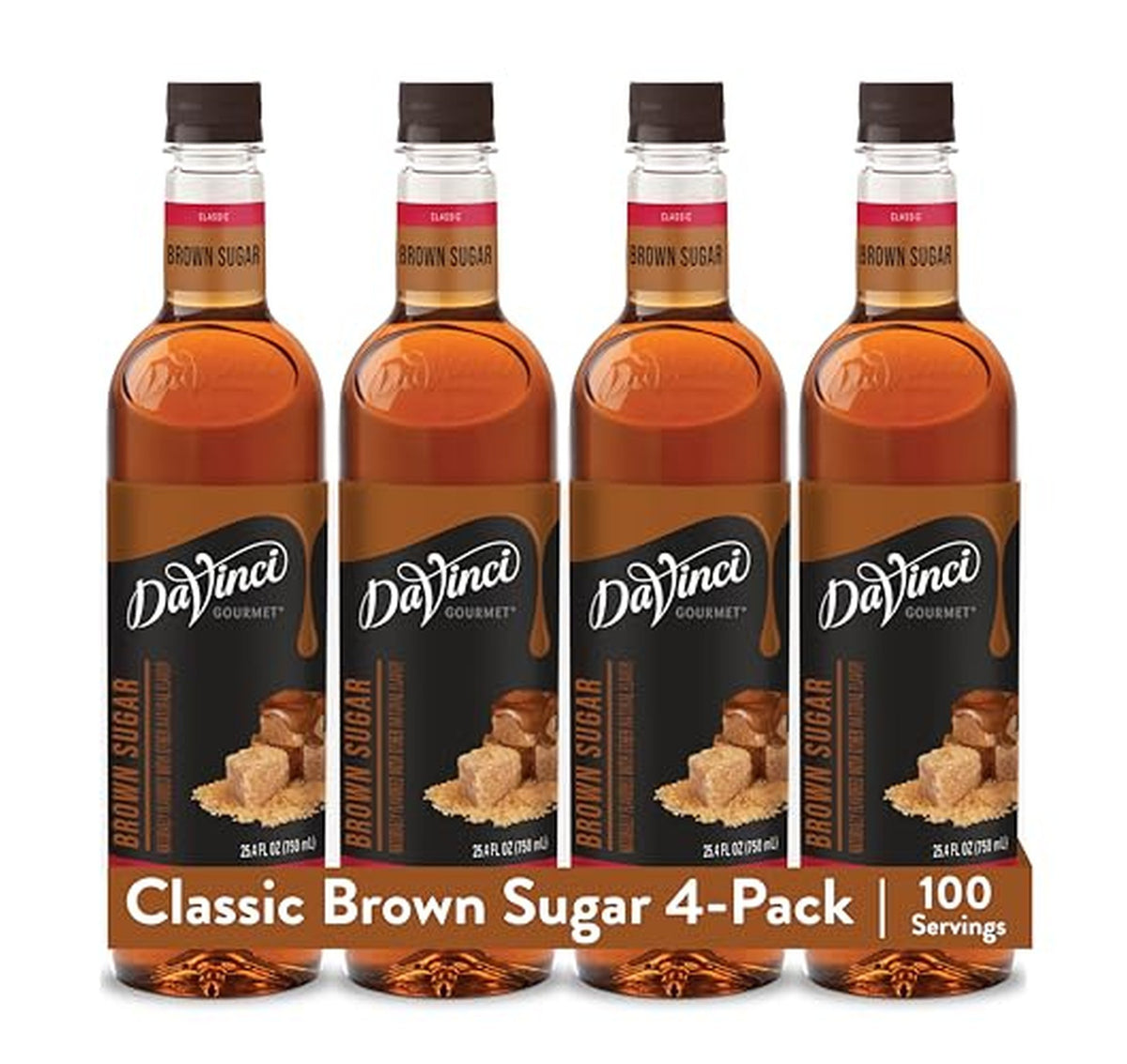 4 Pack DaVinci Gourmet Brown Sugar Syrup Bottles