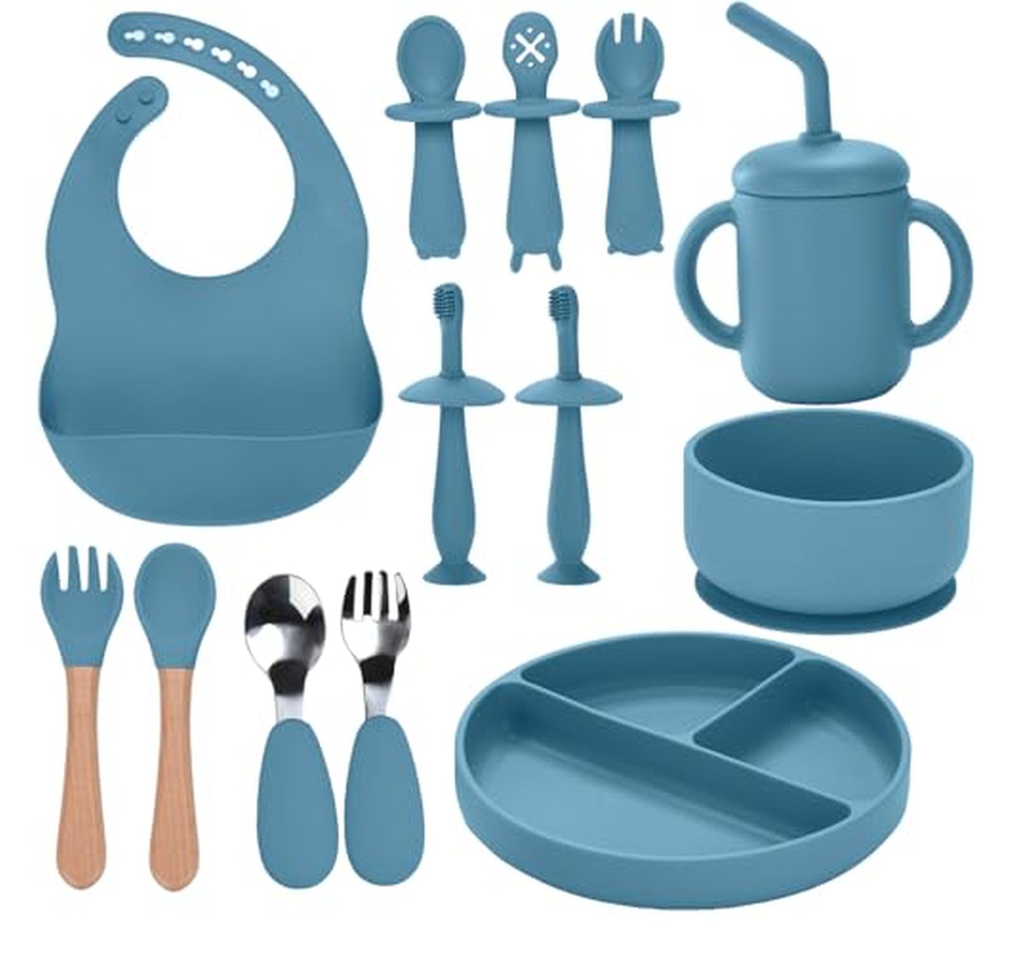 13 Piece Silicone Baby Feeding Set with Suction