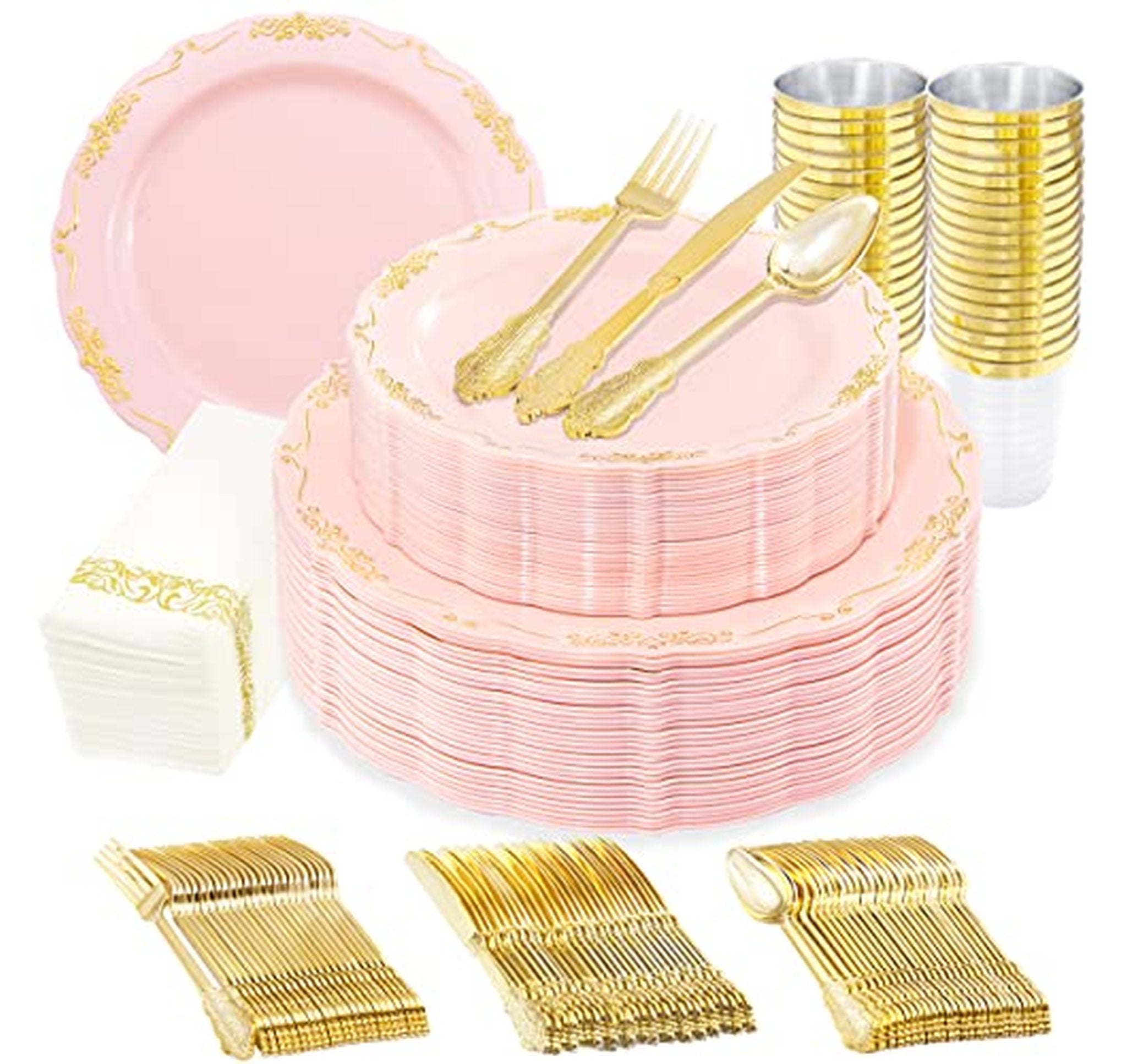210 Piece Plastic Dinnerware Set with Silverware
