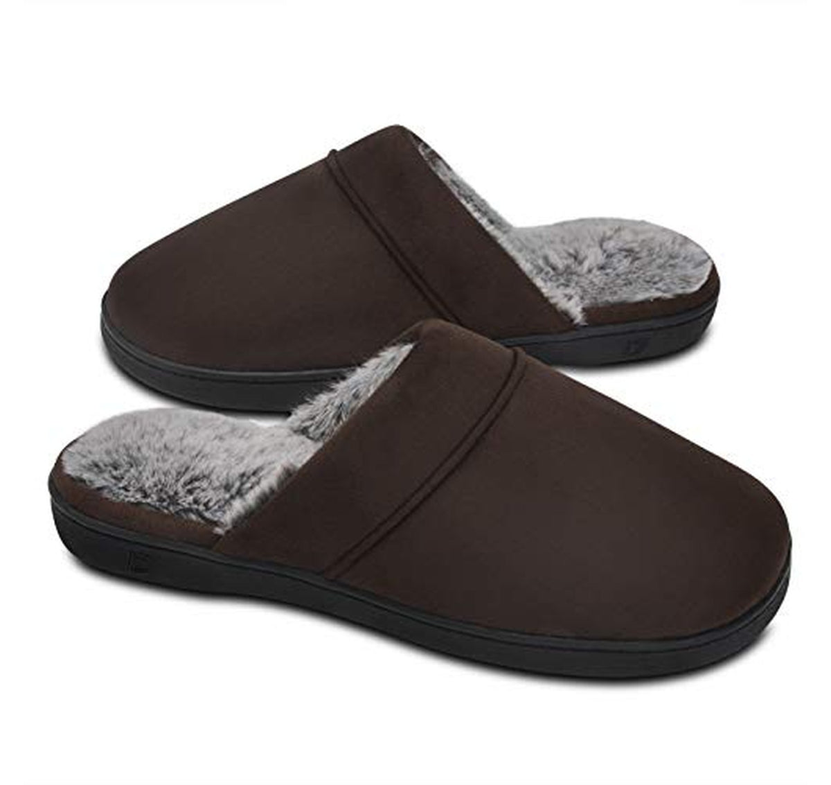 Memory Foam Fuzzy Lined Slip-On House Slippers (Size 11-12)