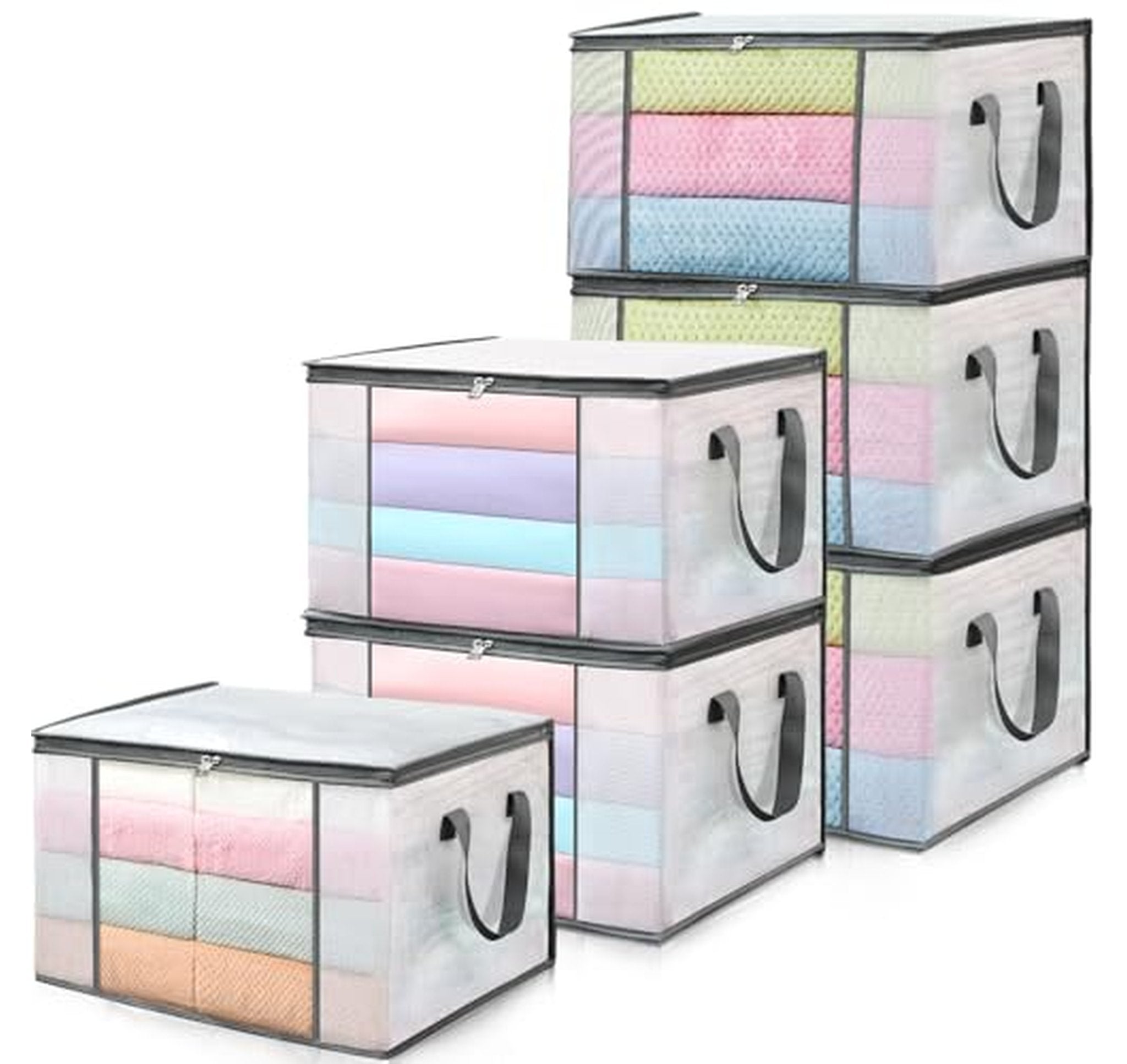 6 Pack 60L Clothes Storage Bags with Handles