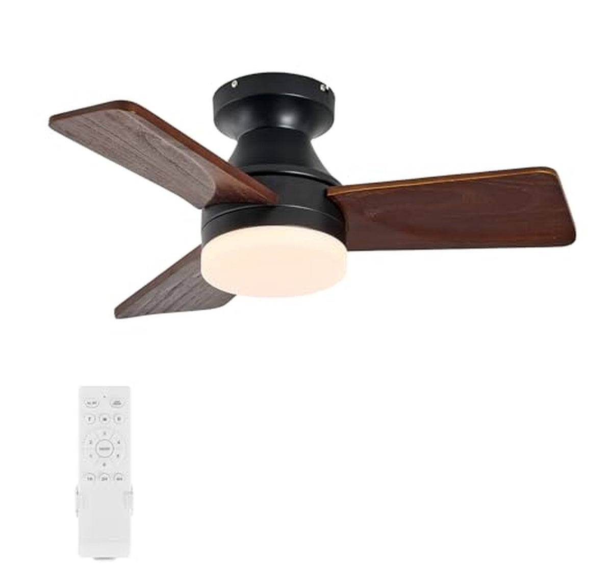30-Inch Wooden Ceiling Fan with Light and Remote