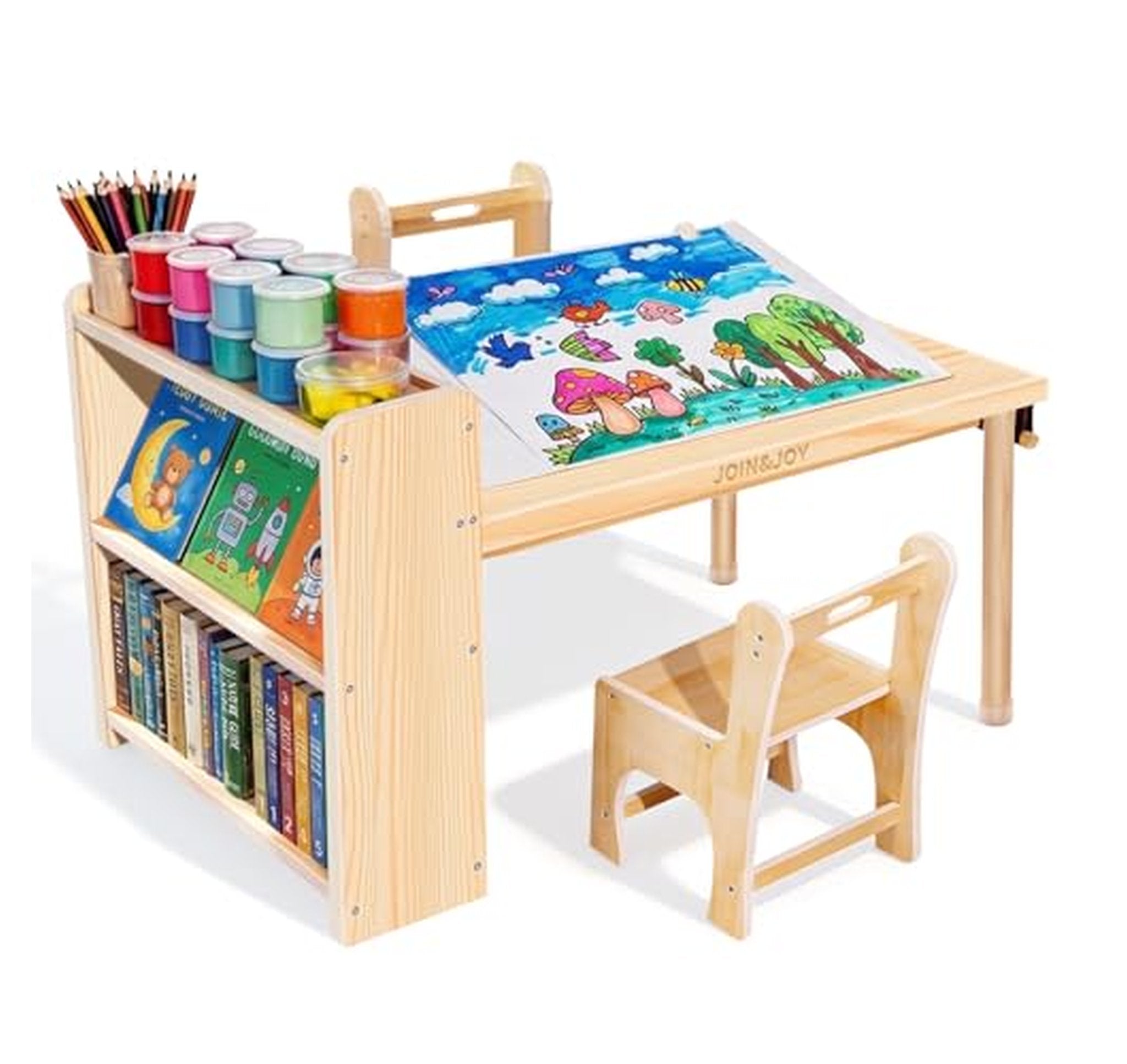 Kids Art Table with Storage and 2 Chairs