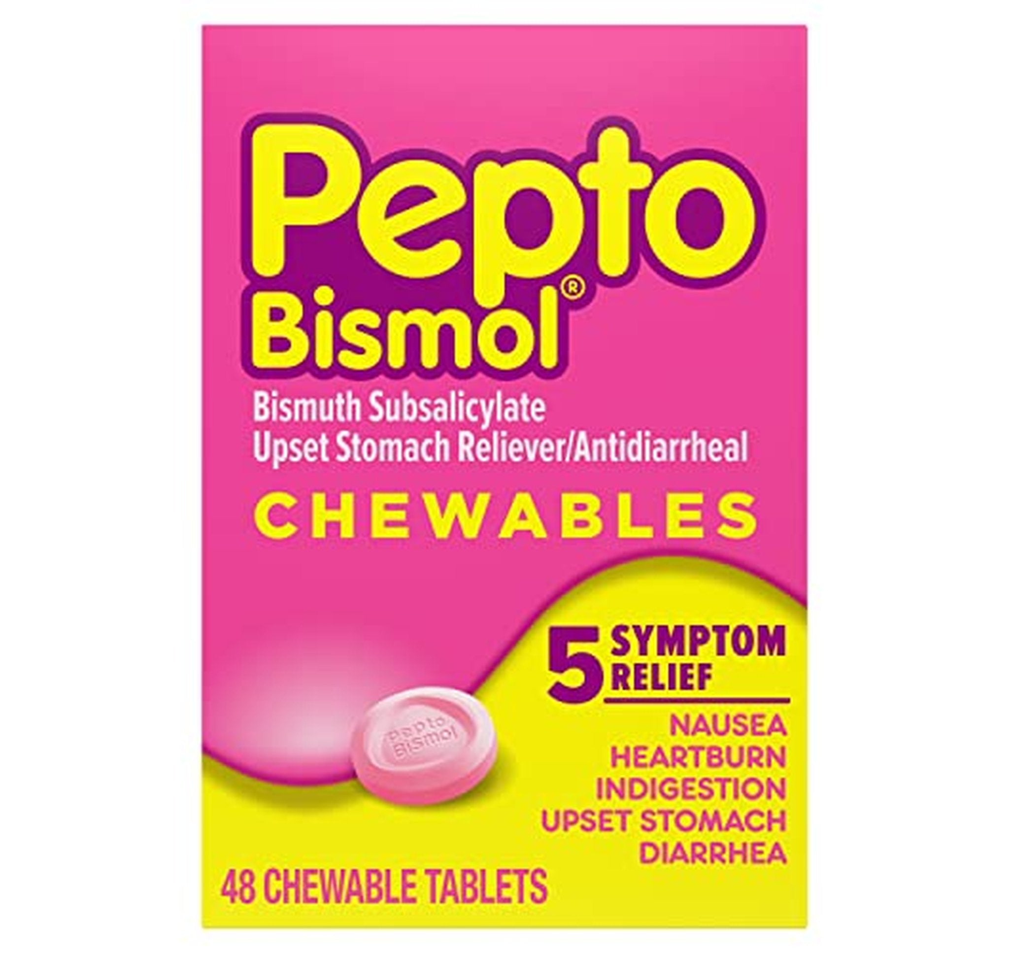 48 Count Pepto Bismol Chewable Stomach Relief Tablets