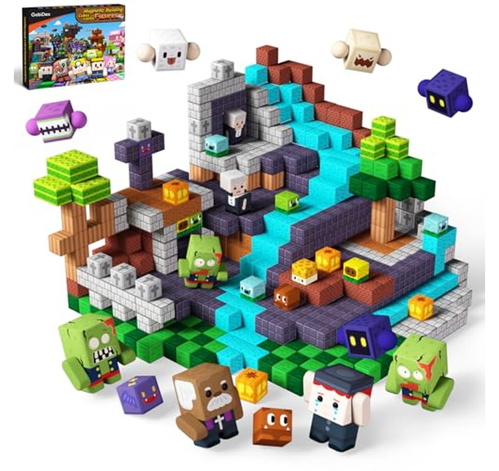 108 Piece Magnetic Building Blocks Monster Playset