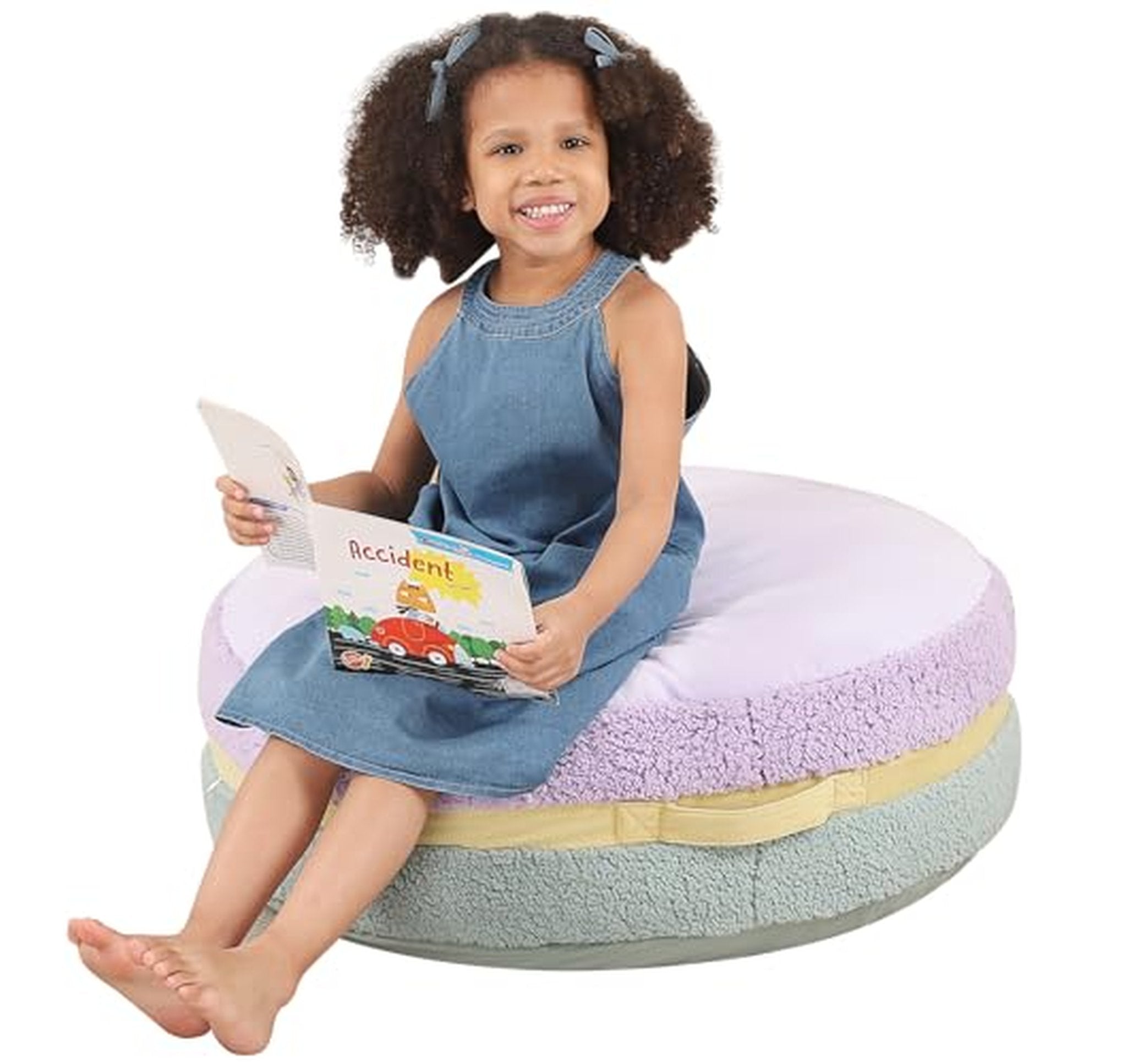 Sherpa Macaron Bean Bag Chair and Ottoman