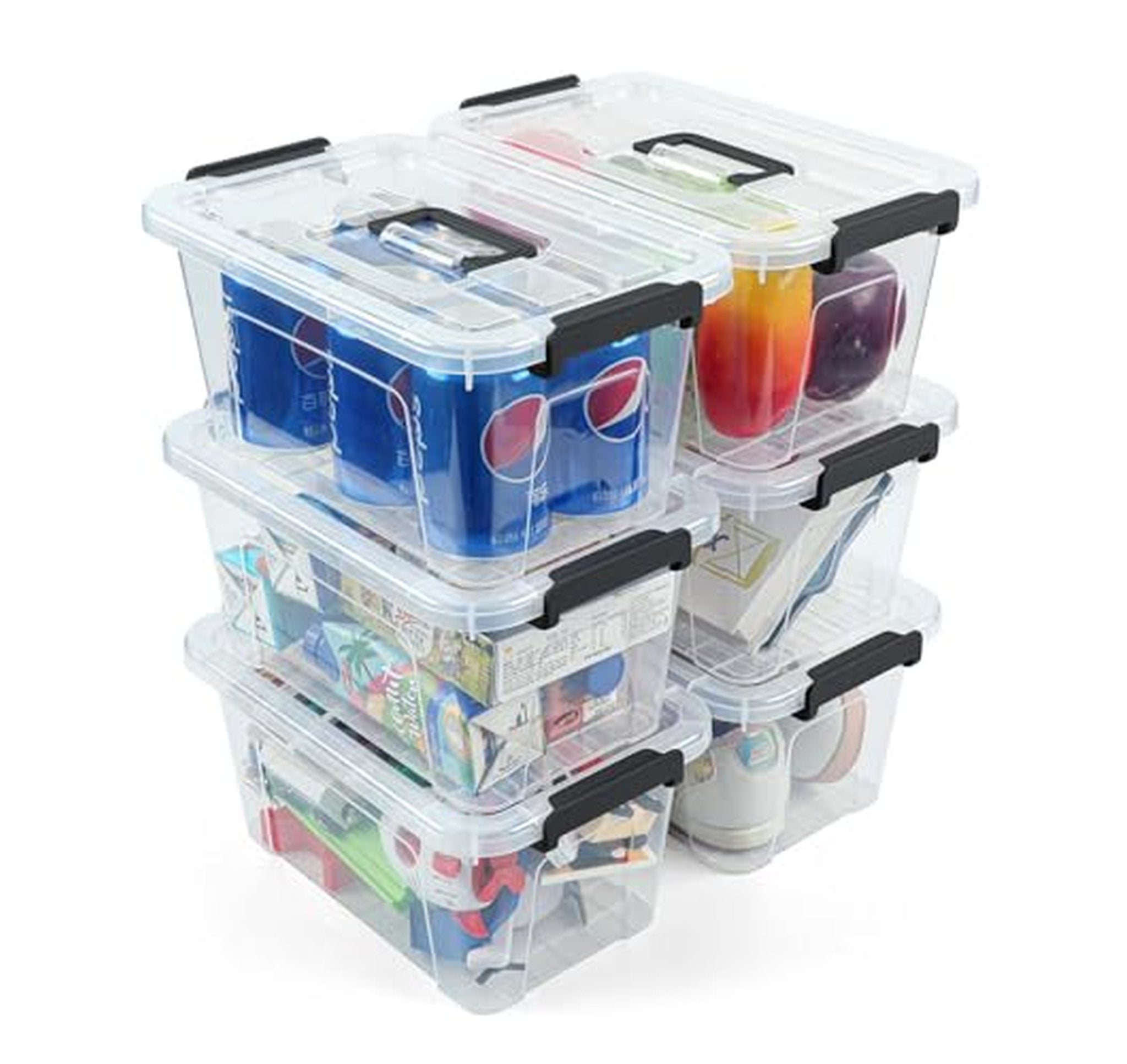 6 Pack 7 Quart Plastic Storage Bins with Lids
