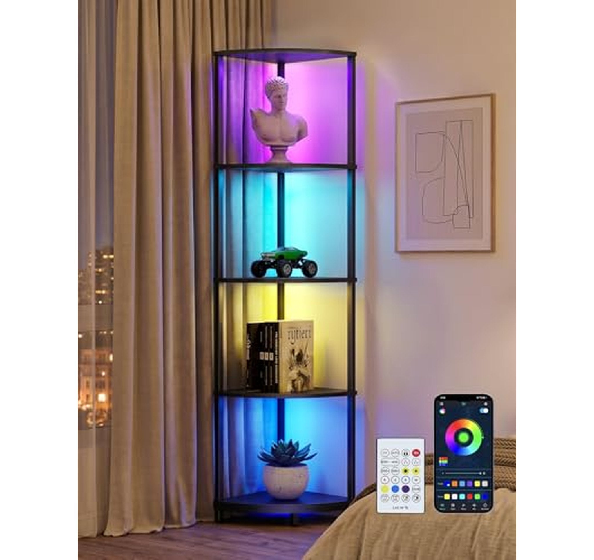 Corner Shelf with LED Light and Remote