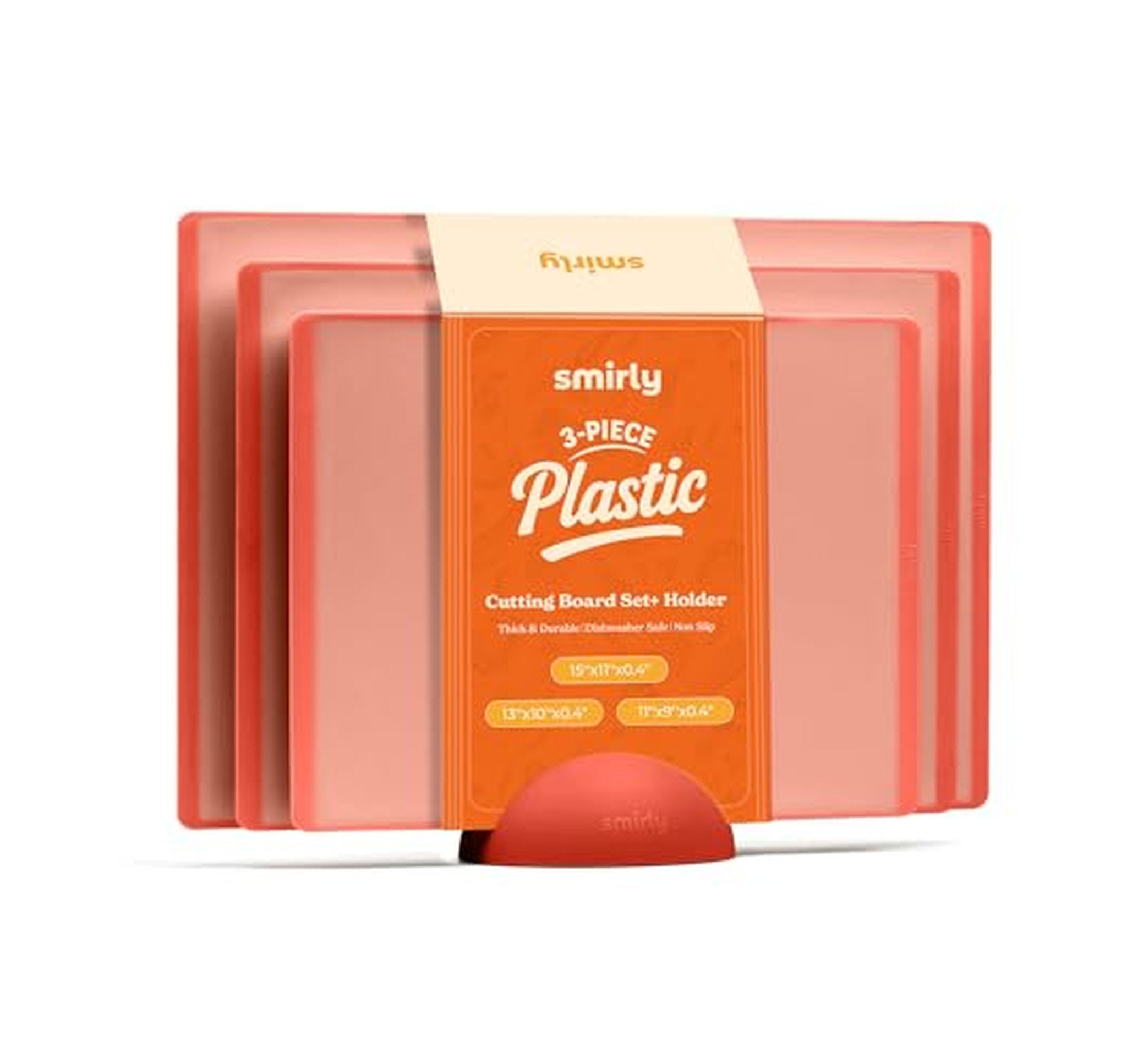 3 Pack Non-Slip Plastic Cutting Boards with Holder