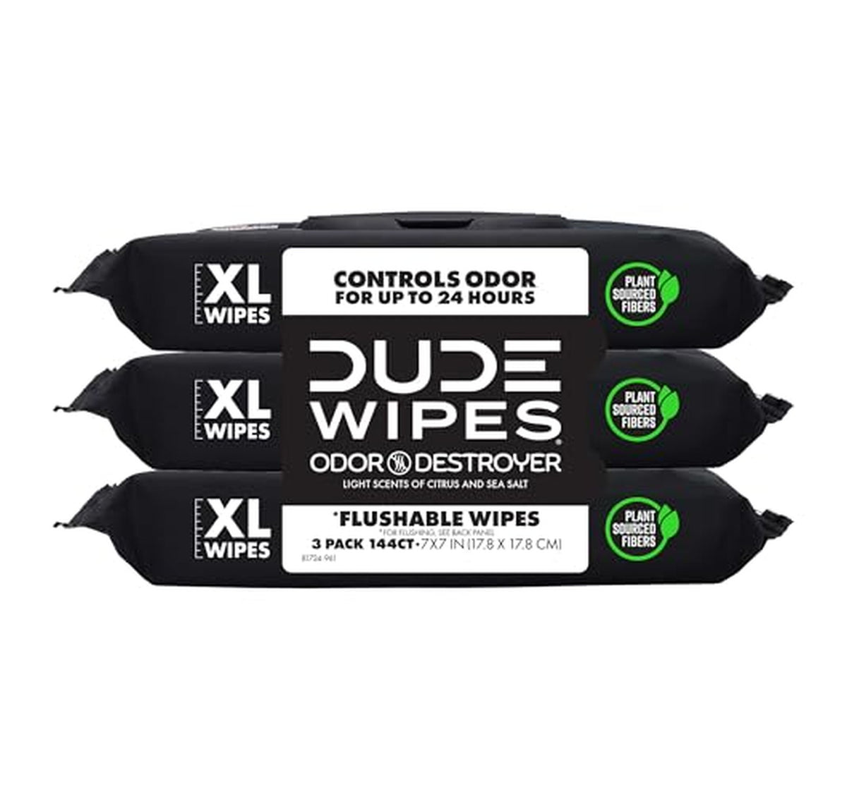 DUDE Wipes Odor Destroyer Flushable Wipes, 144 Count