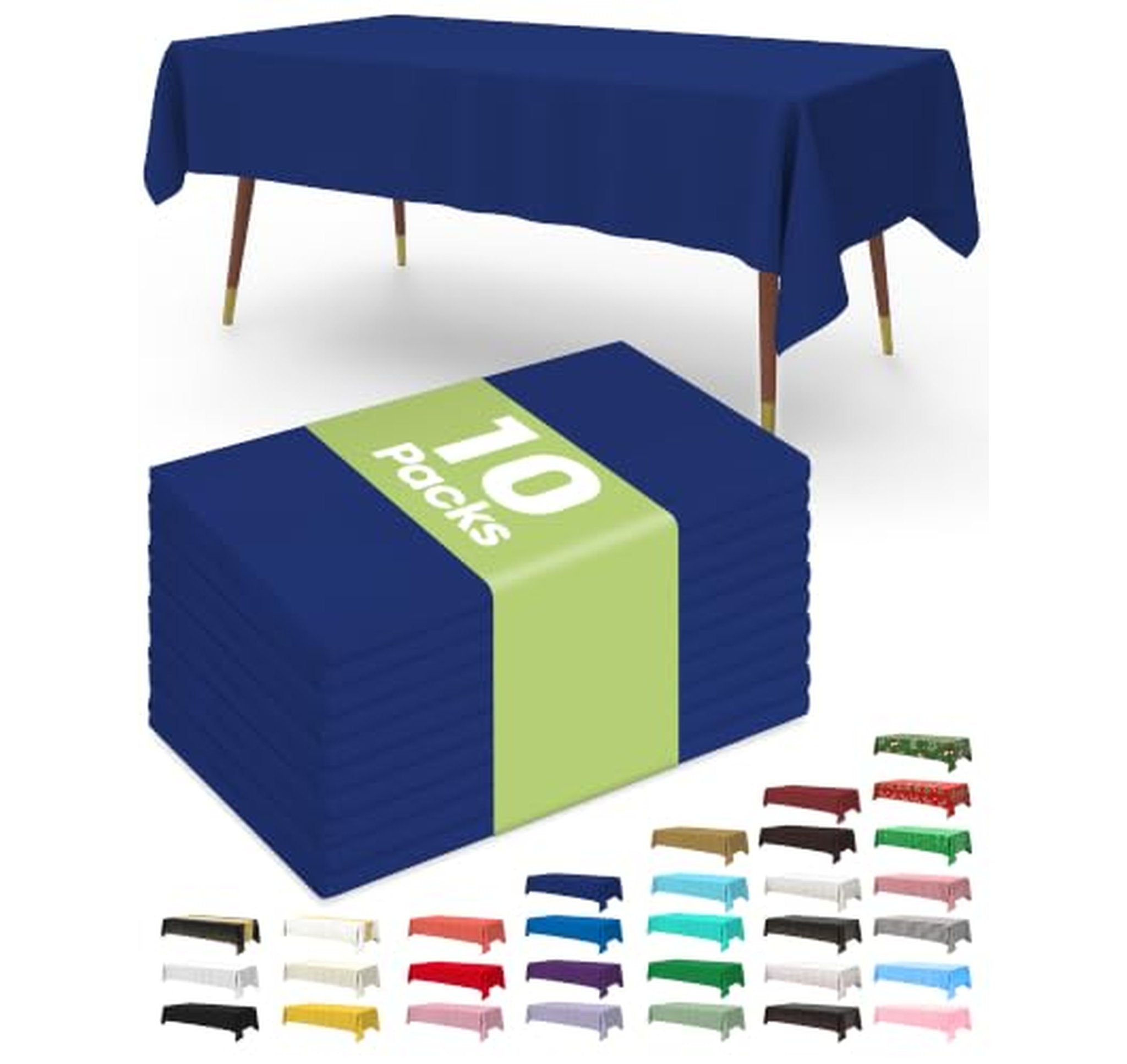 10 Pack Disposable Plastic Rectangle Tablecloths