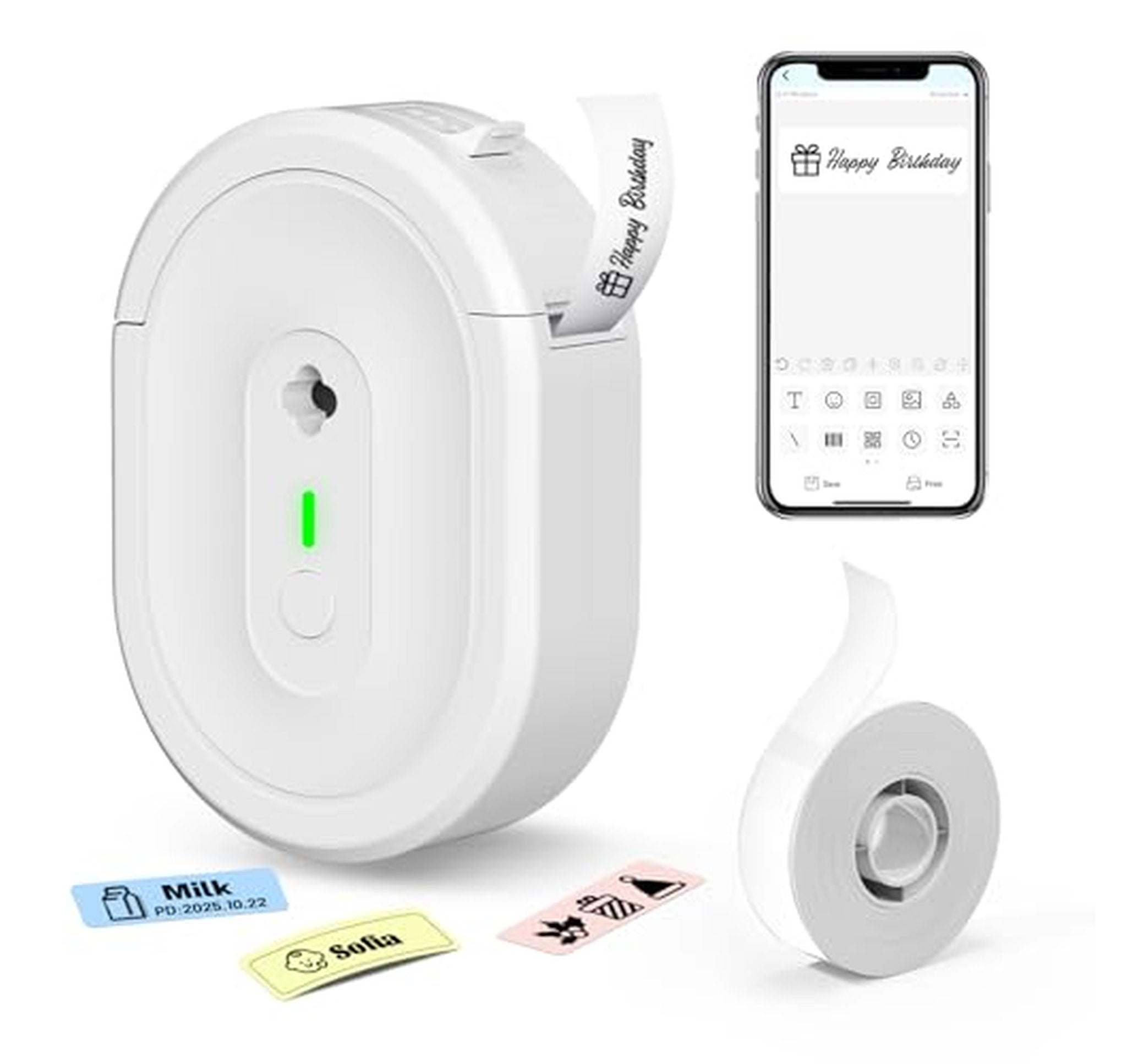 Rechargeable Bluetooth Handheld Label Maker with Tape