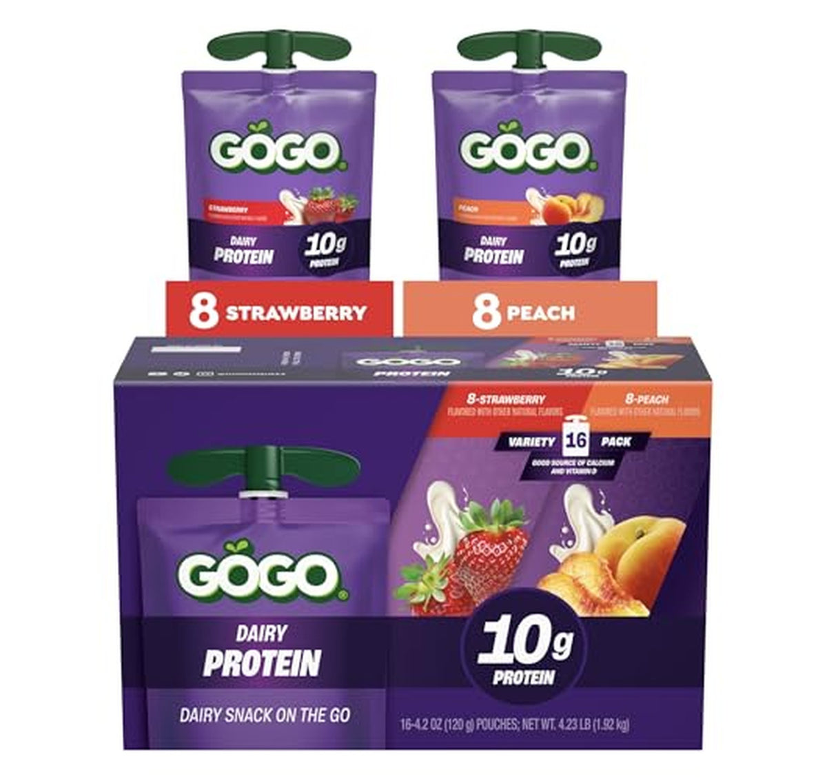 16 Pack GoGo SqueeZ 10g Protein Dairy Snacks (OU-D)