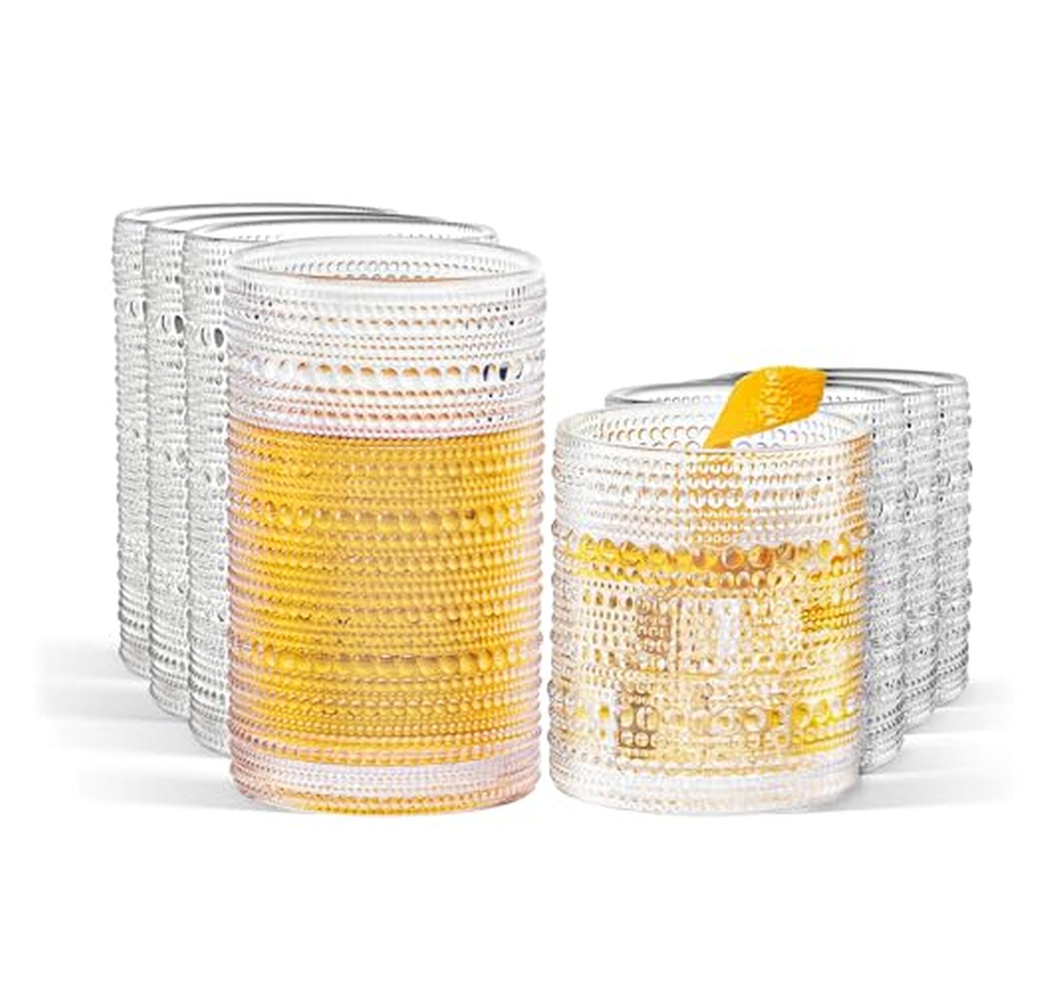 8 Pack Vintage Hobnail Drinking Glasses Set