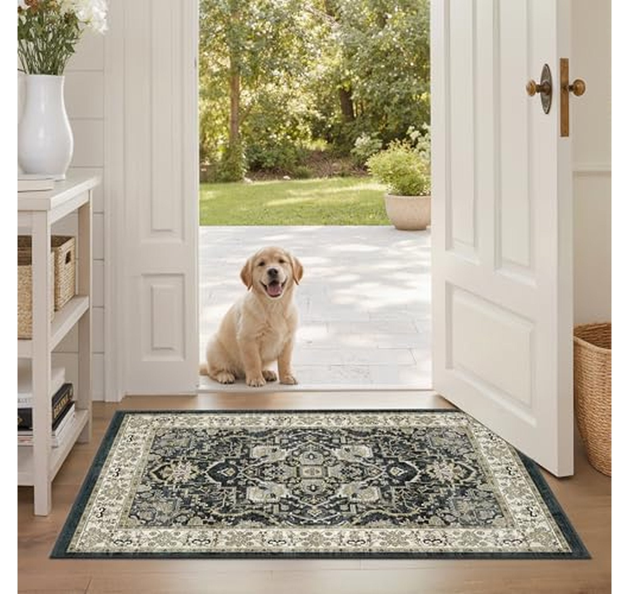 Washable Non Slip Low Pile Entryway Runner Rug