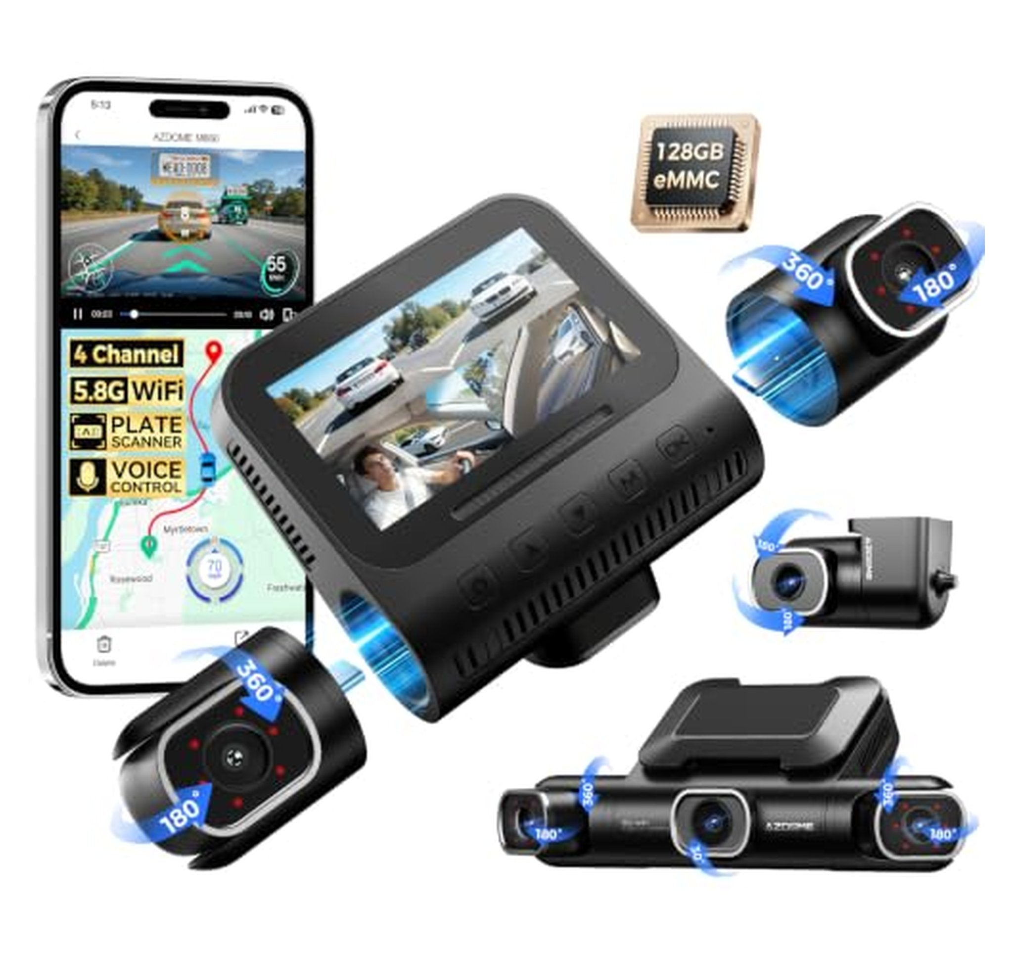 2K 4 Channel 360° Dash Cam System