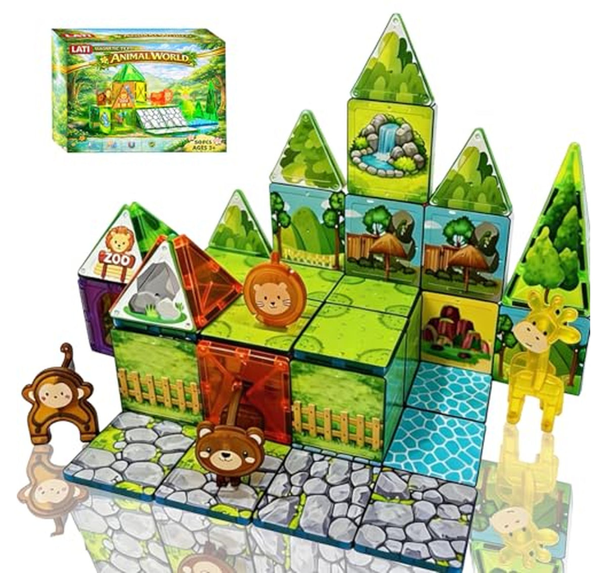 Magnetic Animal Tiles Building Set
