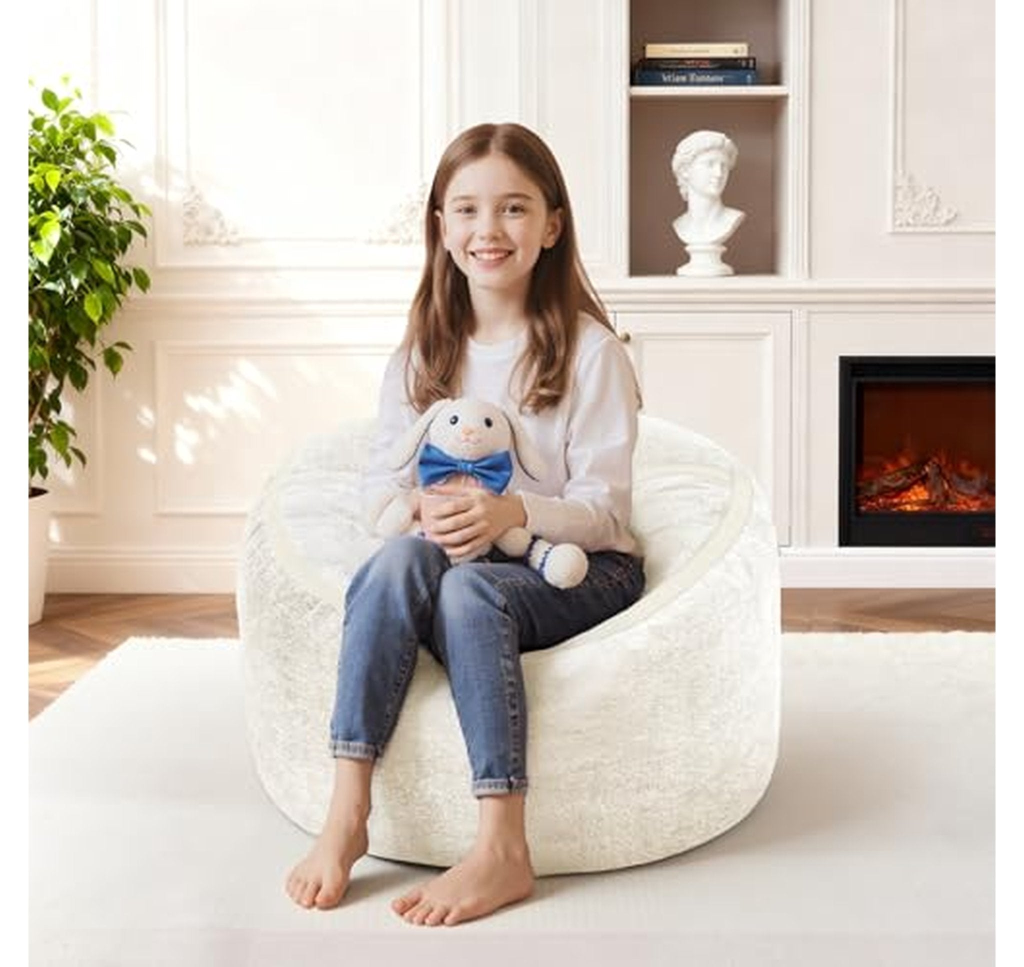 Giant Memory Foam Bean Bag Chair with Faux Fur