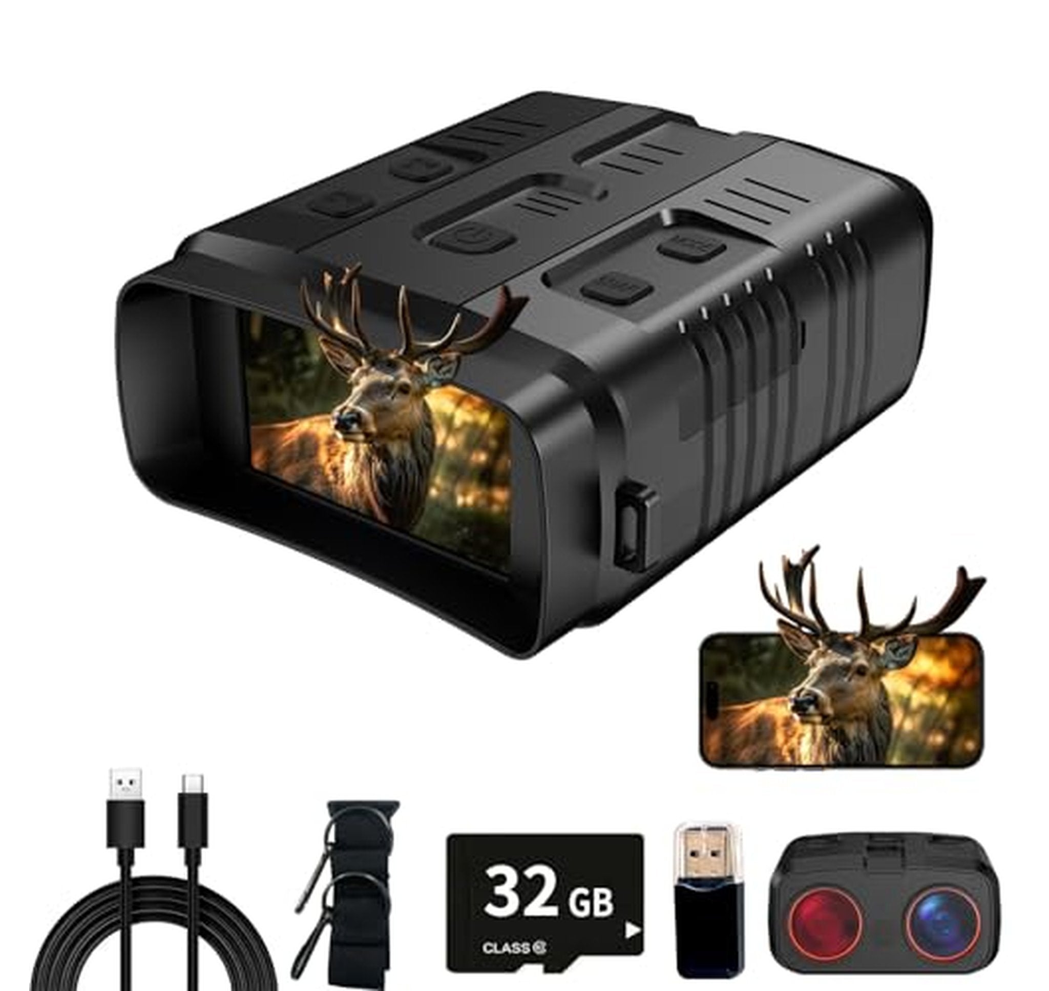 4K Rechargeable Night Vision Binoculars with LCD Screen