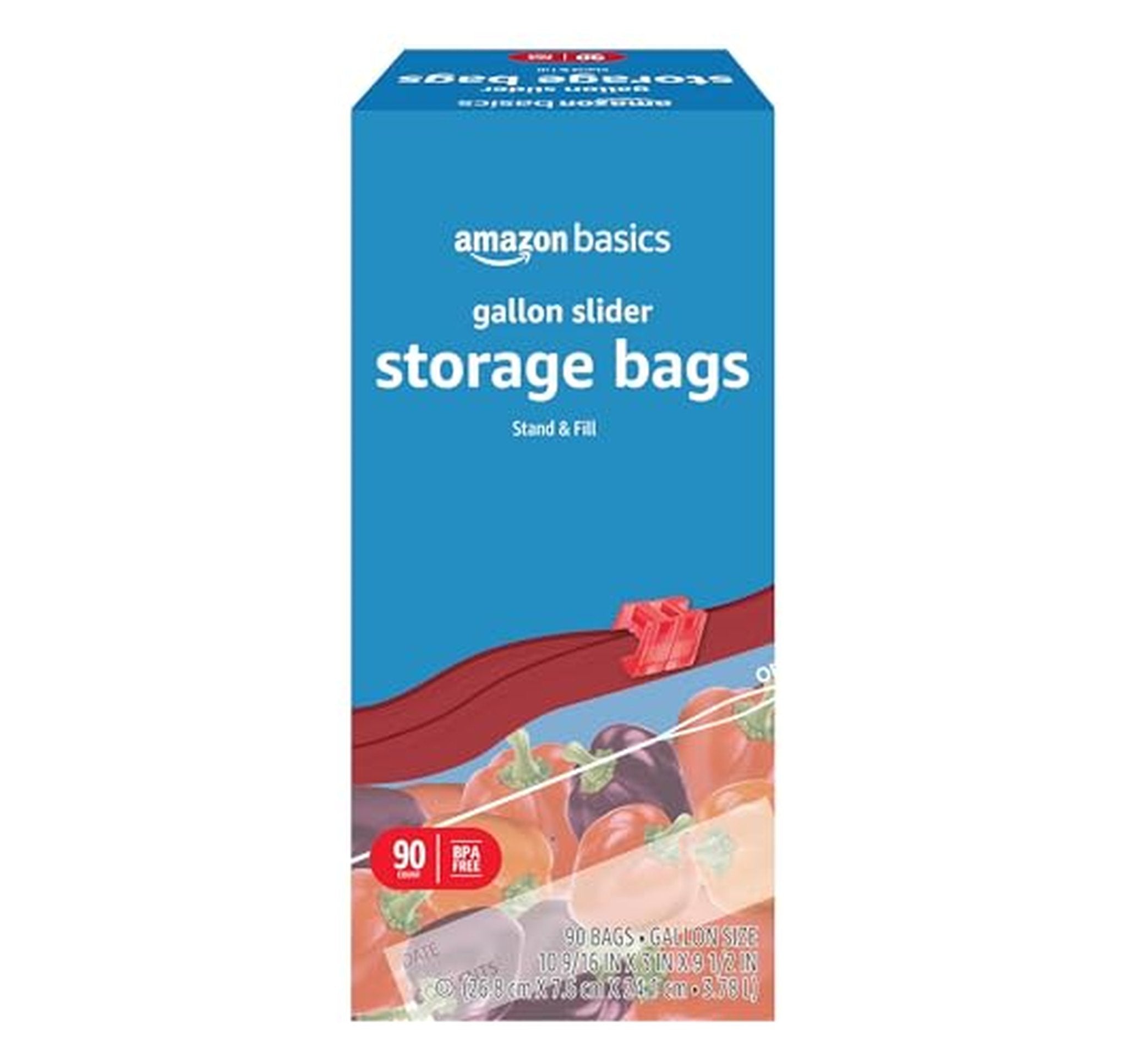 90 Count Amazon Basics Slider Gallon Food Storage Bags