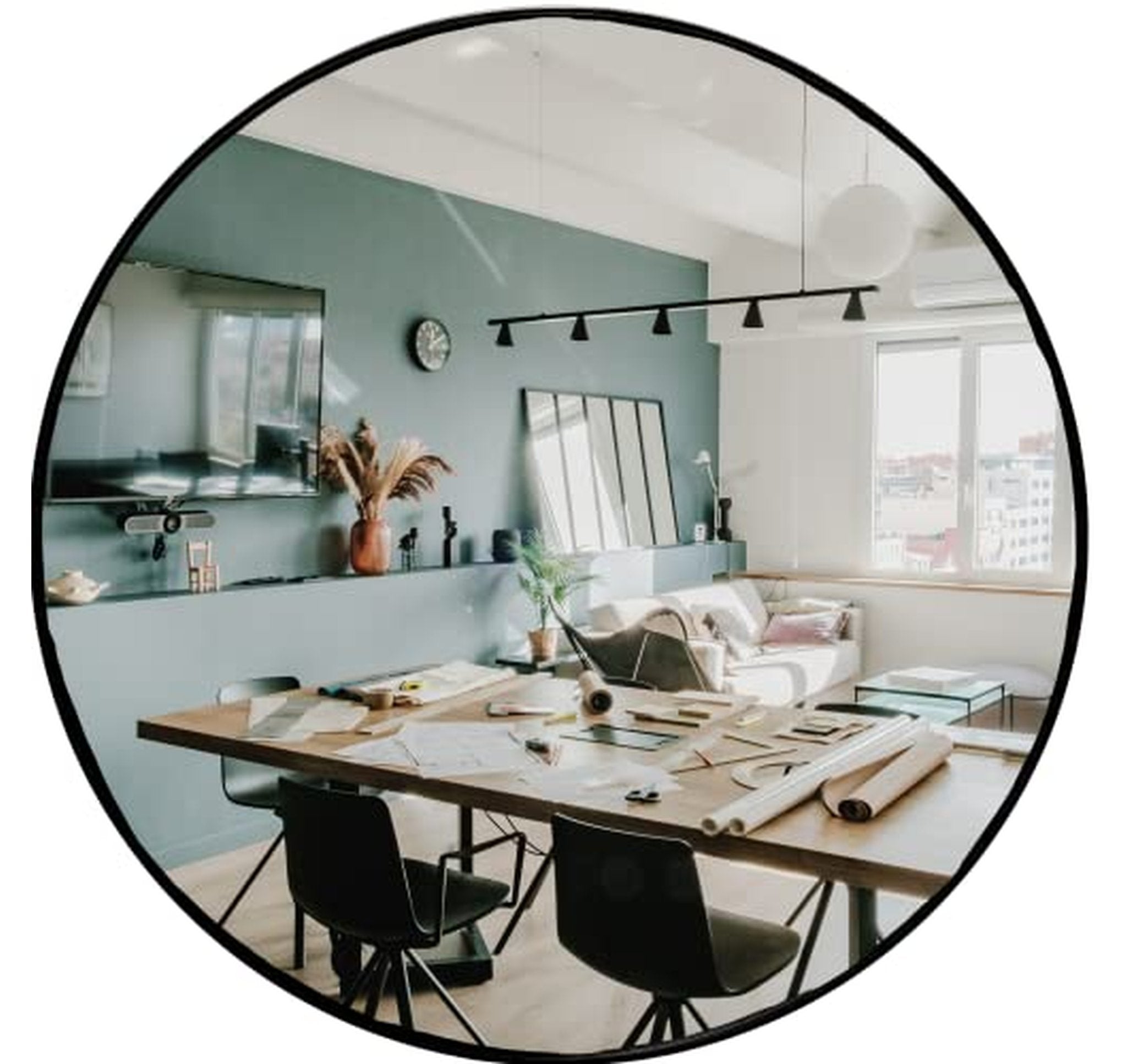 30-Inch Round Wall Mirror, Modern Minimalist Decor