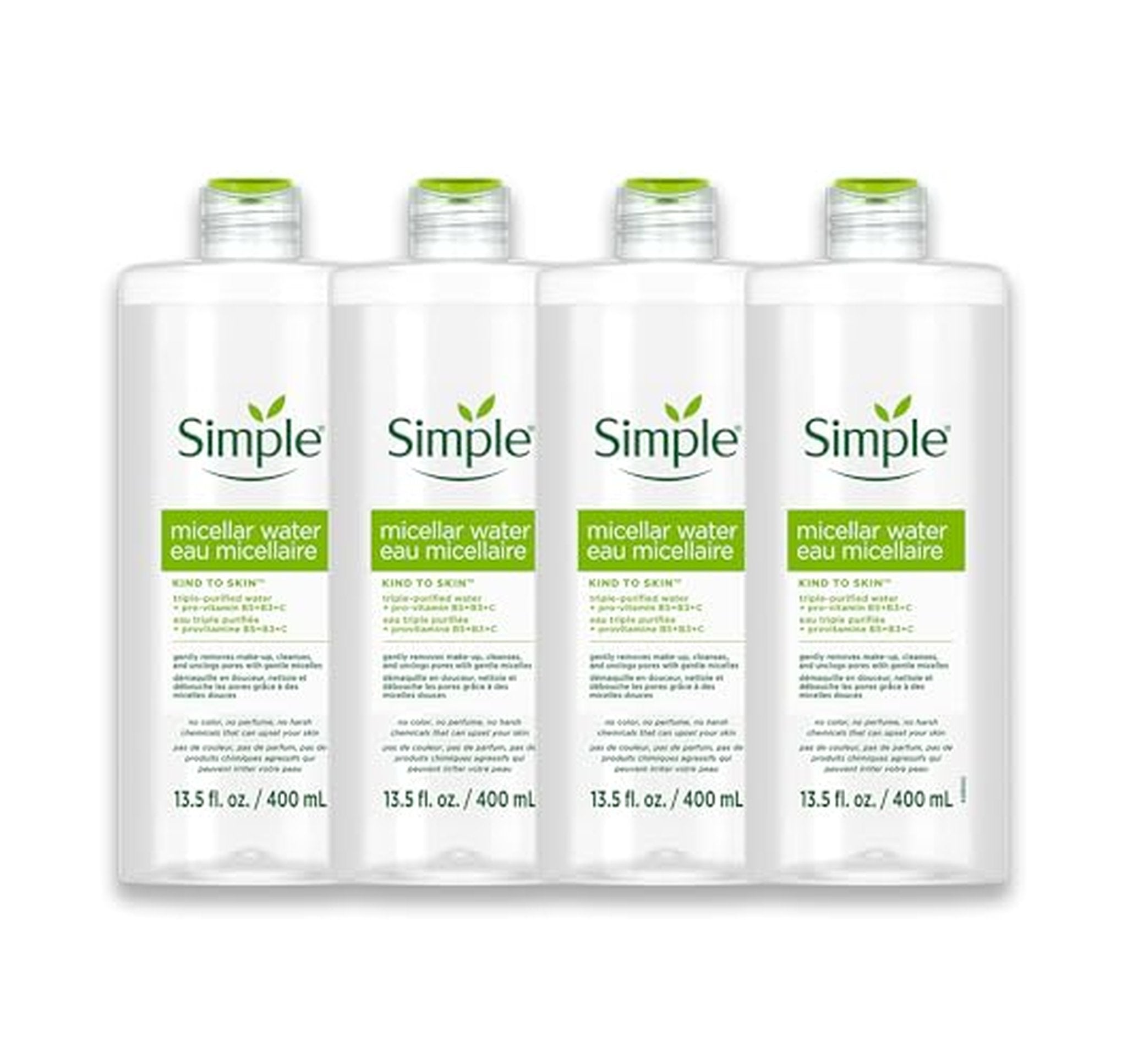 4 Pack Simple Micellar Water Makeup Remover Cleanser