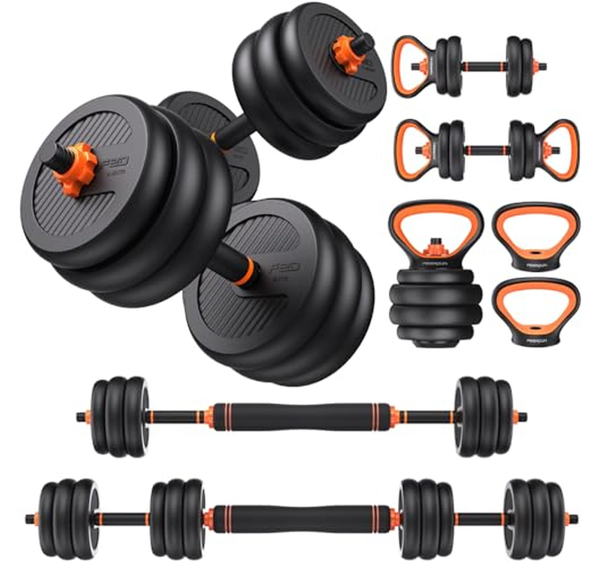 50lb Adjustable Dumbbell Barbell Kettlebell Weight Set