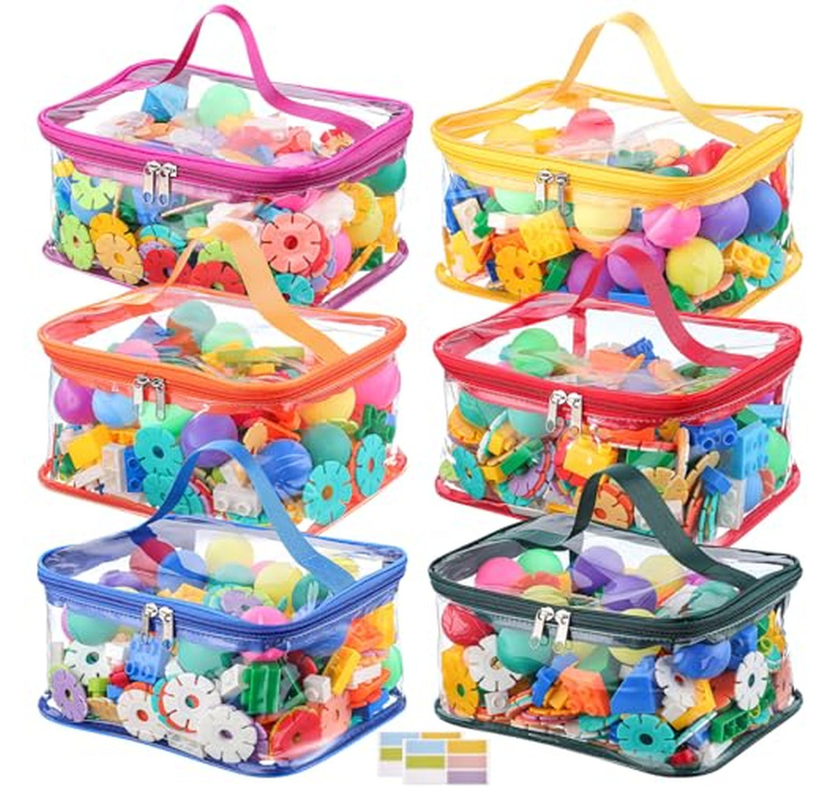 6 Pack Clear Waterproof PVC Toy Storage Bags
