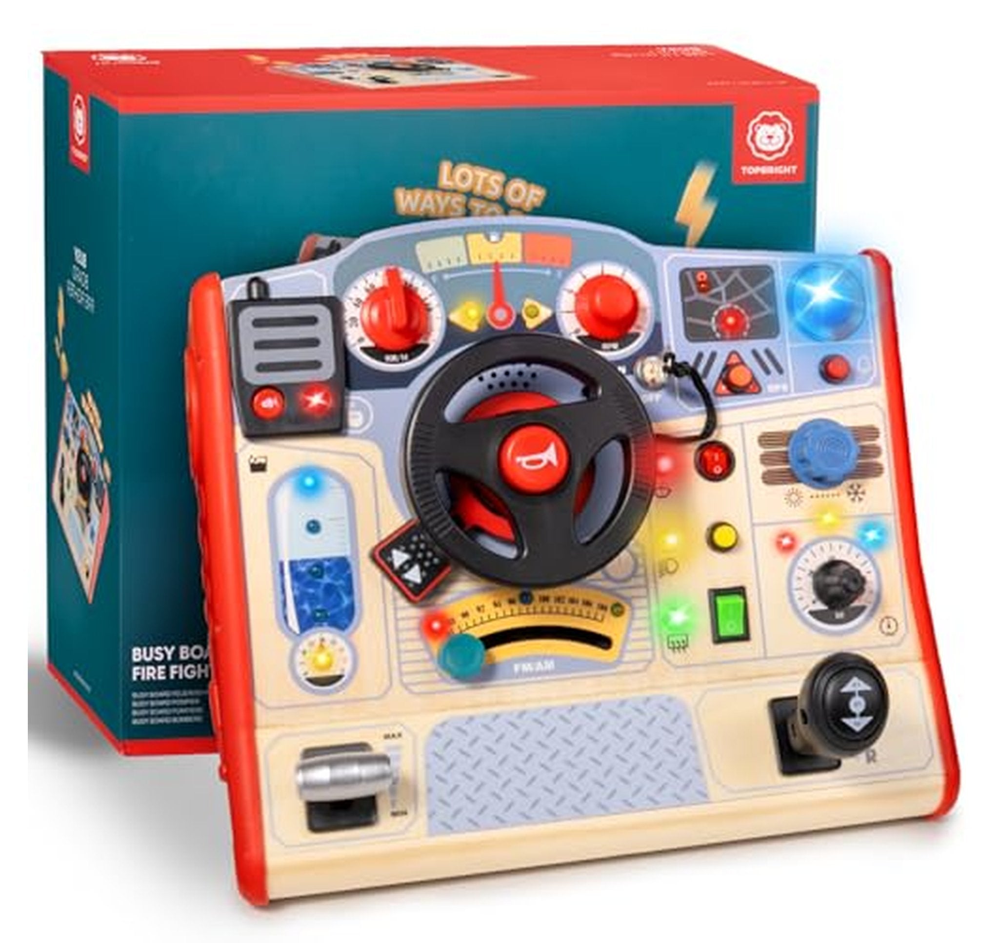 Toddler Steering Wheel Busy Board Toy with Lights Sounds